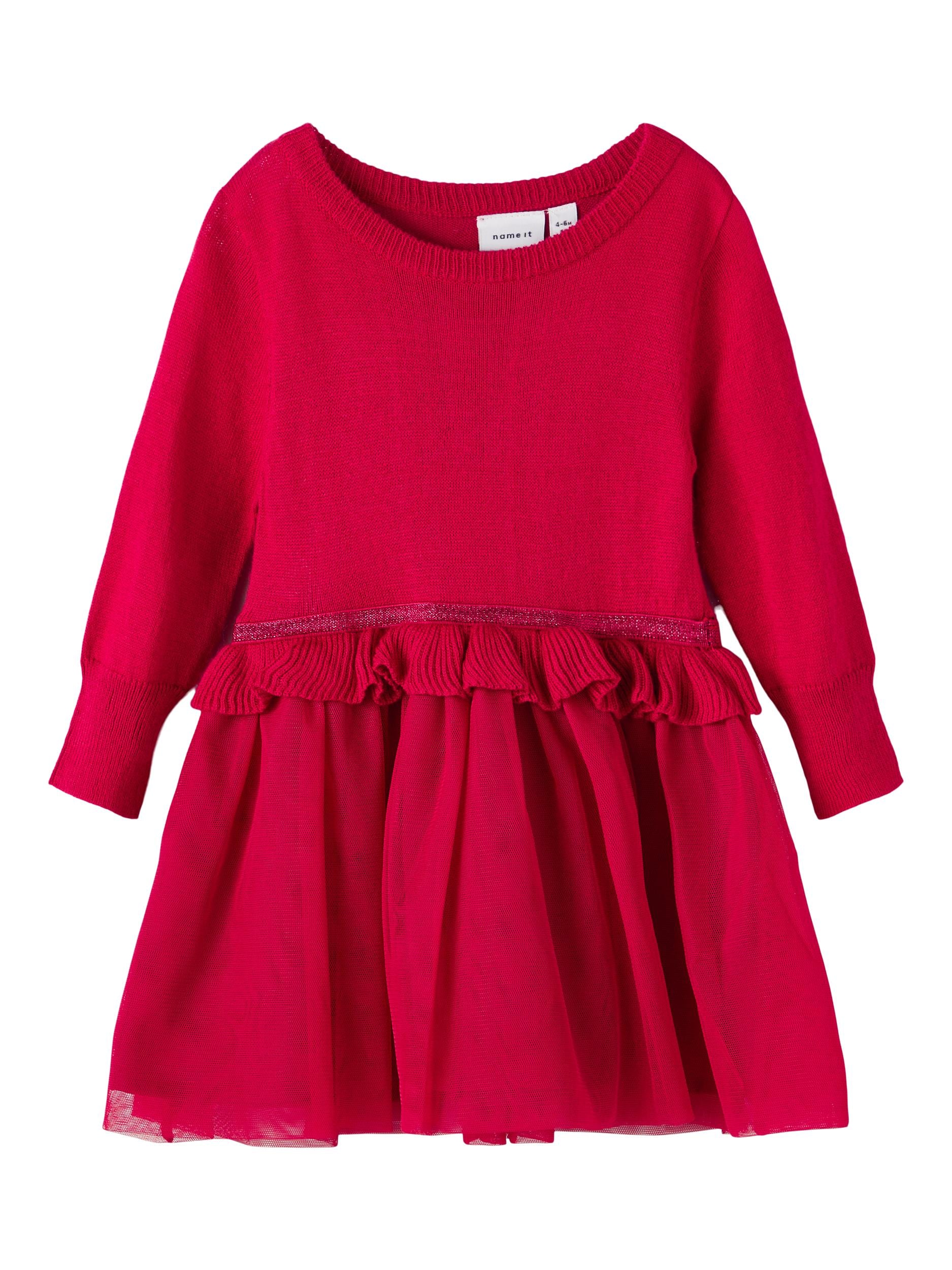 Rilikka LS Knit Dress Jester Red - Front View
