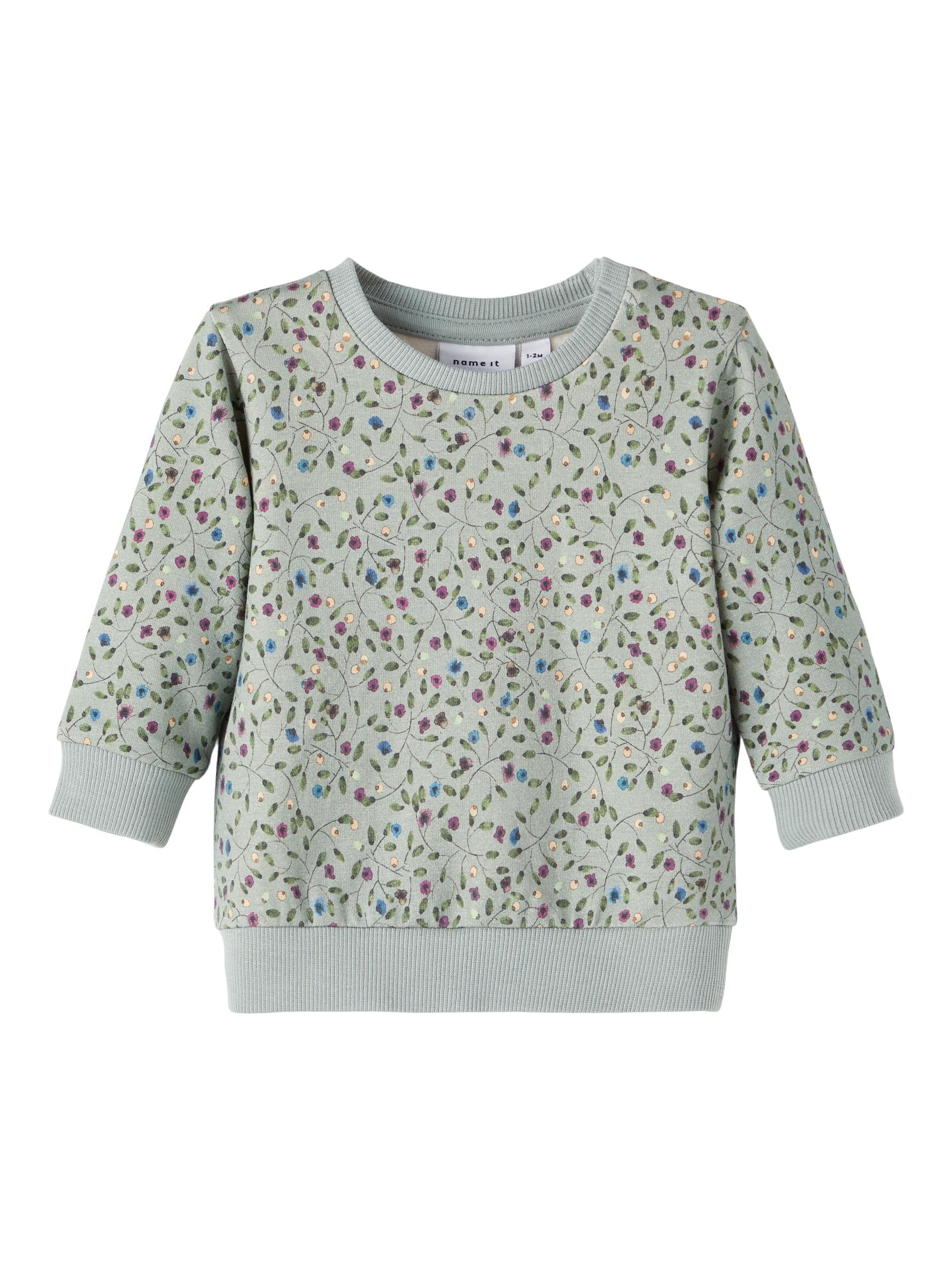 NAME IT Odilla Long Sleeve Sweat Top Iceberg Green front view