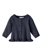 NAME IT Newborn Rasille Knit Cardigan Dark Sapphire front view