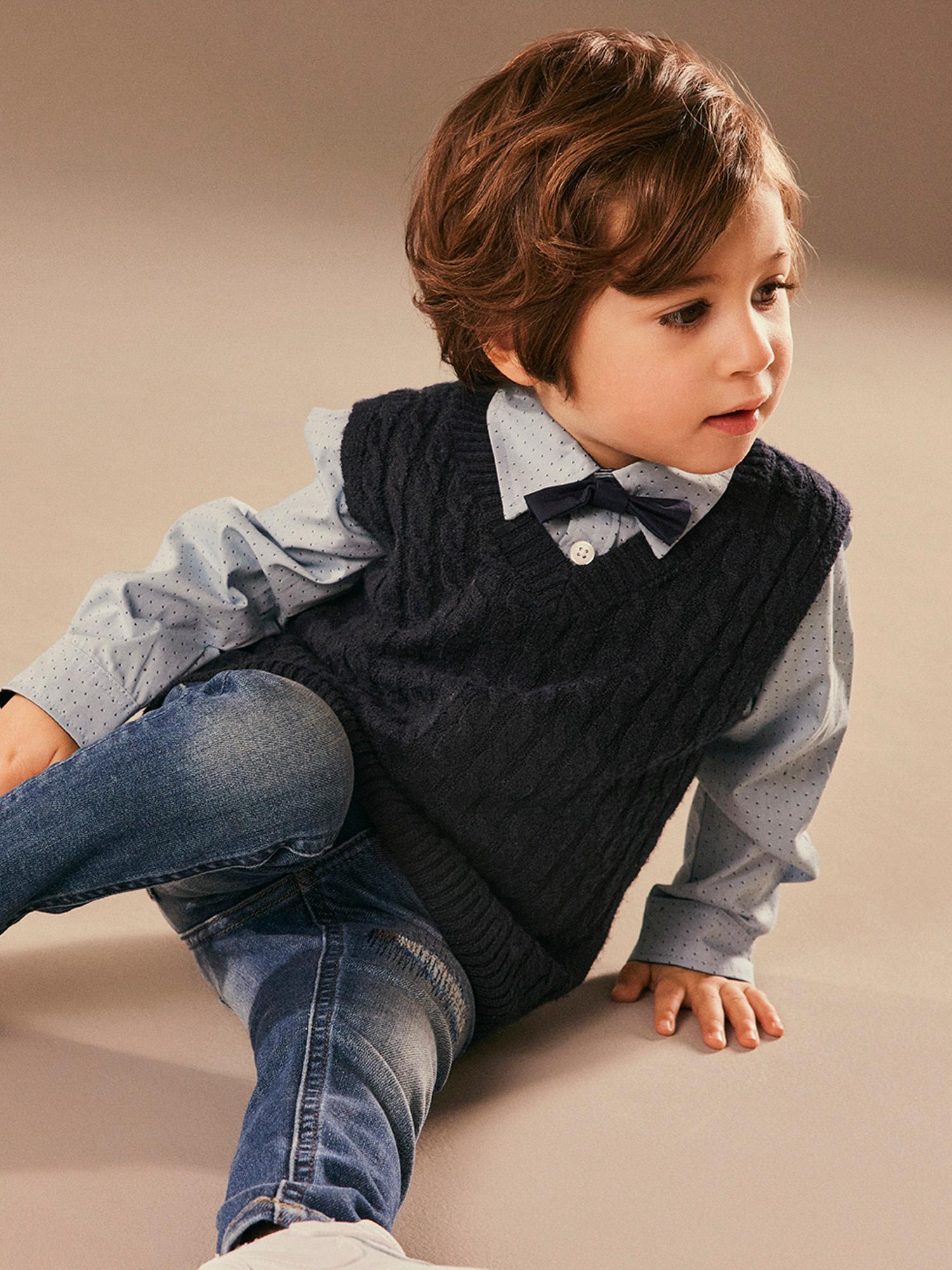 Boy's Dark Sapphire Rasmo Knit Vest-Model Front View