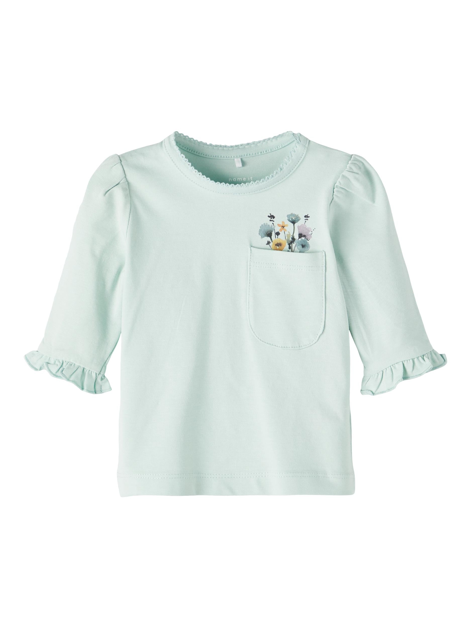 Girls Turquoise Risine Long Sleeve Top-Front View