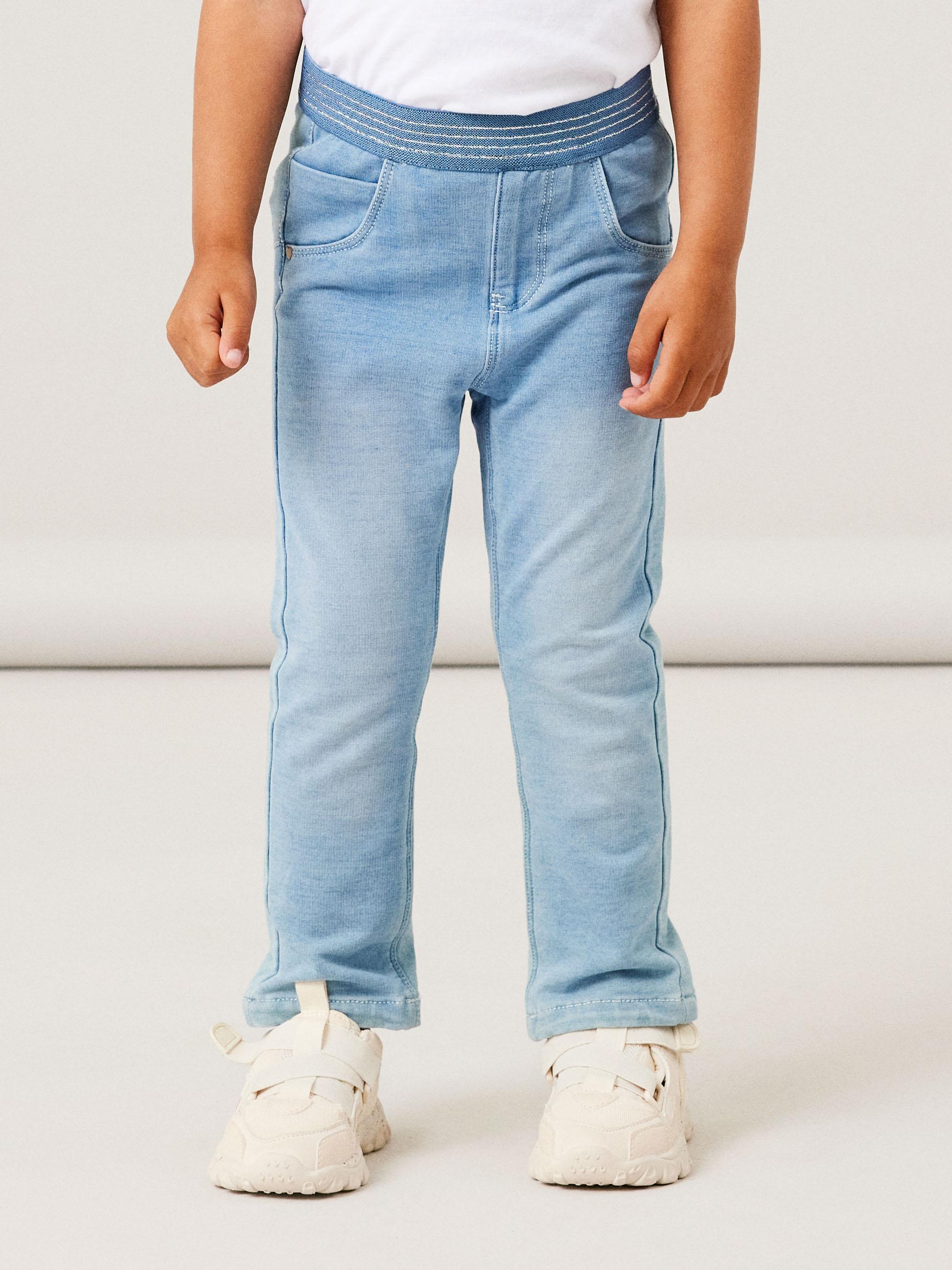 NAME IT Salli Slim Sweat Jean 1190 Light Blue Denim model front view