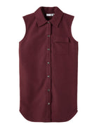 NAME IT Olong Sweat Long Waistcoat Fig front view