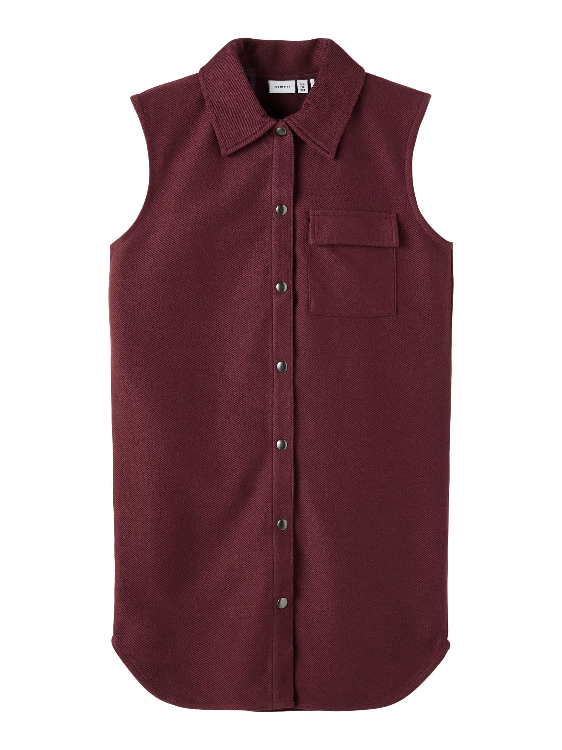 NAME IT Olong Sweat Long Waistcoat Fig front view