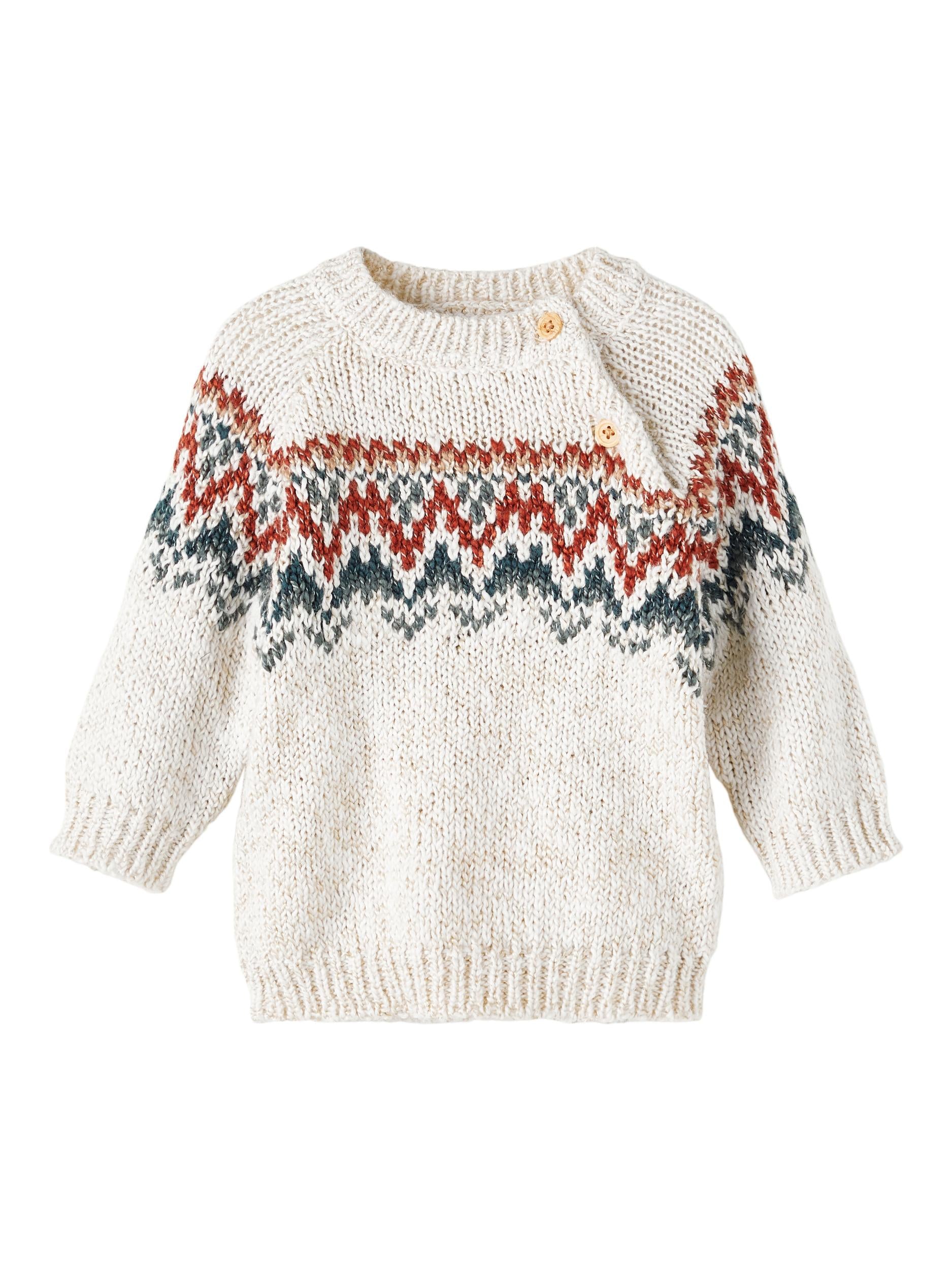NAME IT NB Ripal Long Sleeve Knit Peyote Melange model front view