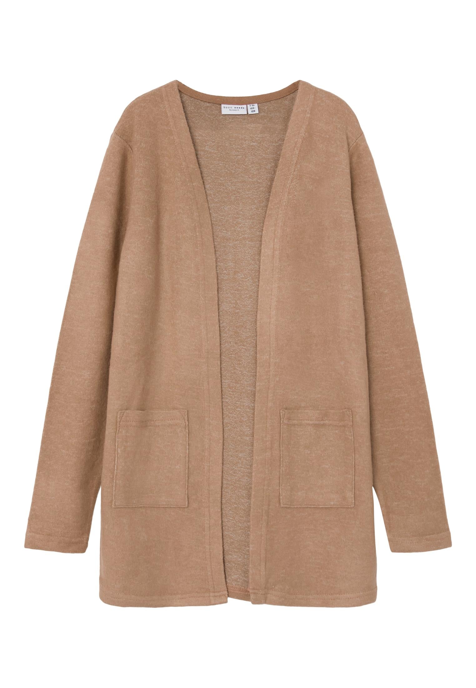 NAME IT Victi Long Sleeve Knit Cardigan Mauvewood model front view