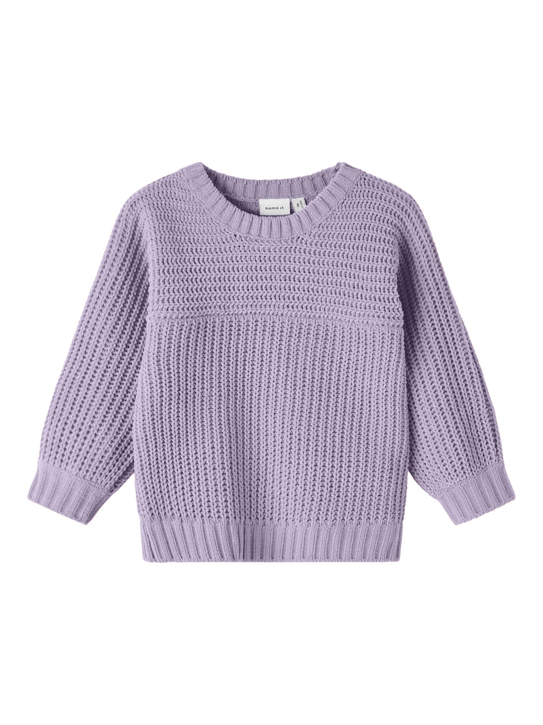 Girls Orchid Petal Rulla Long Sleeve Bubble Knit-Front View