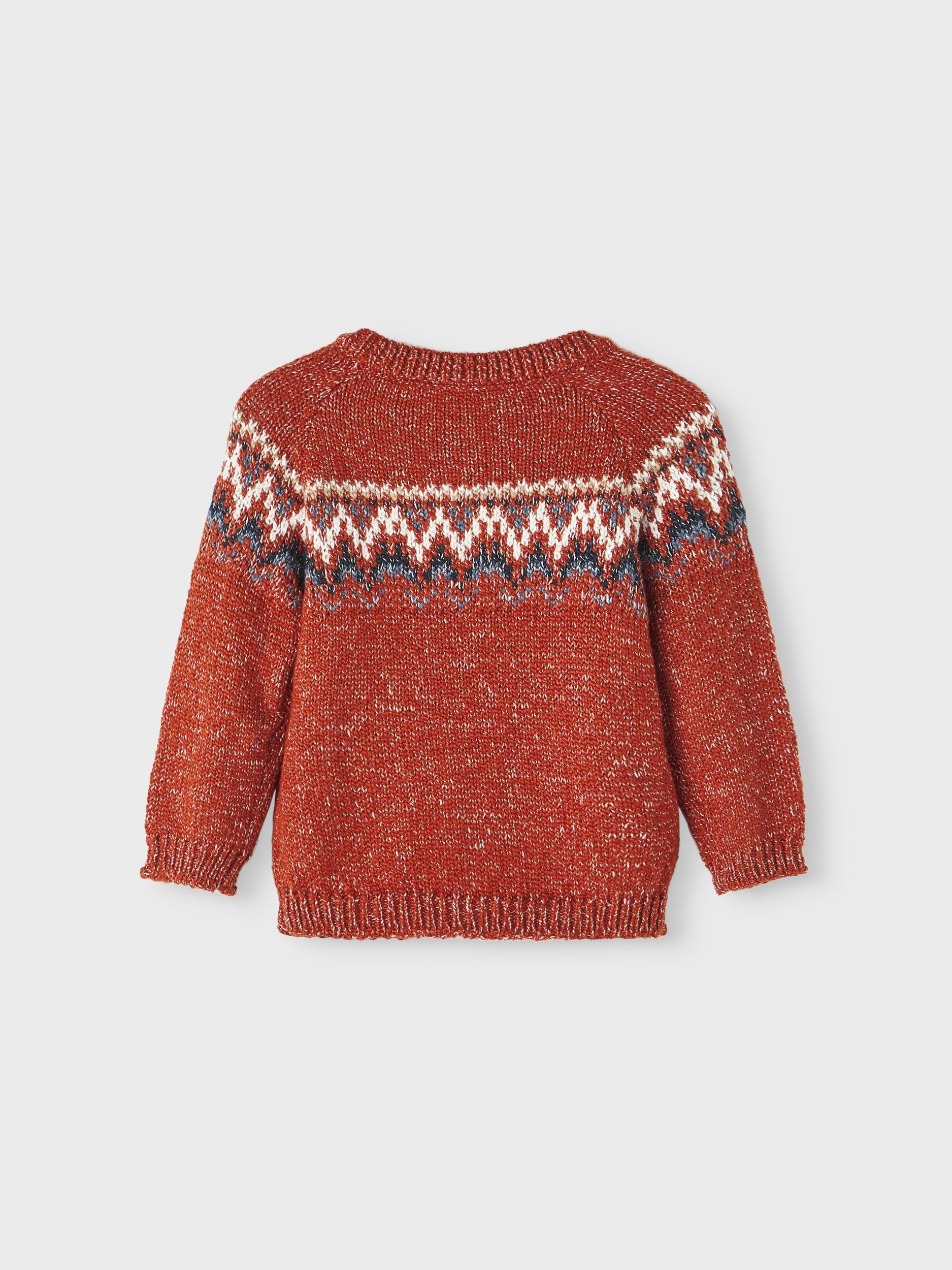 NAME IT NB Ripal Long Sleeve Knit peyote melange detail view