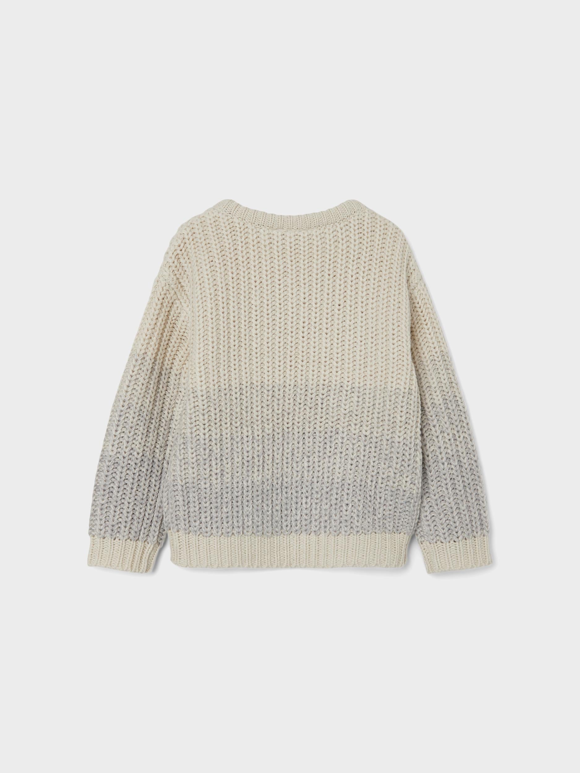 NAME IT Mini Boy Neten Long Sleeve Knit White Alyssum model front view