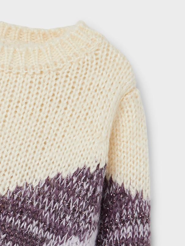 Girl's Orchid Petal Risol Long Sleeve Knit-Close Up View