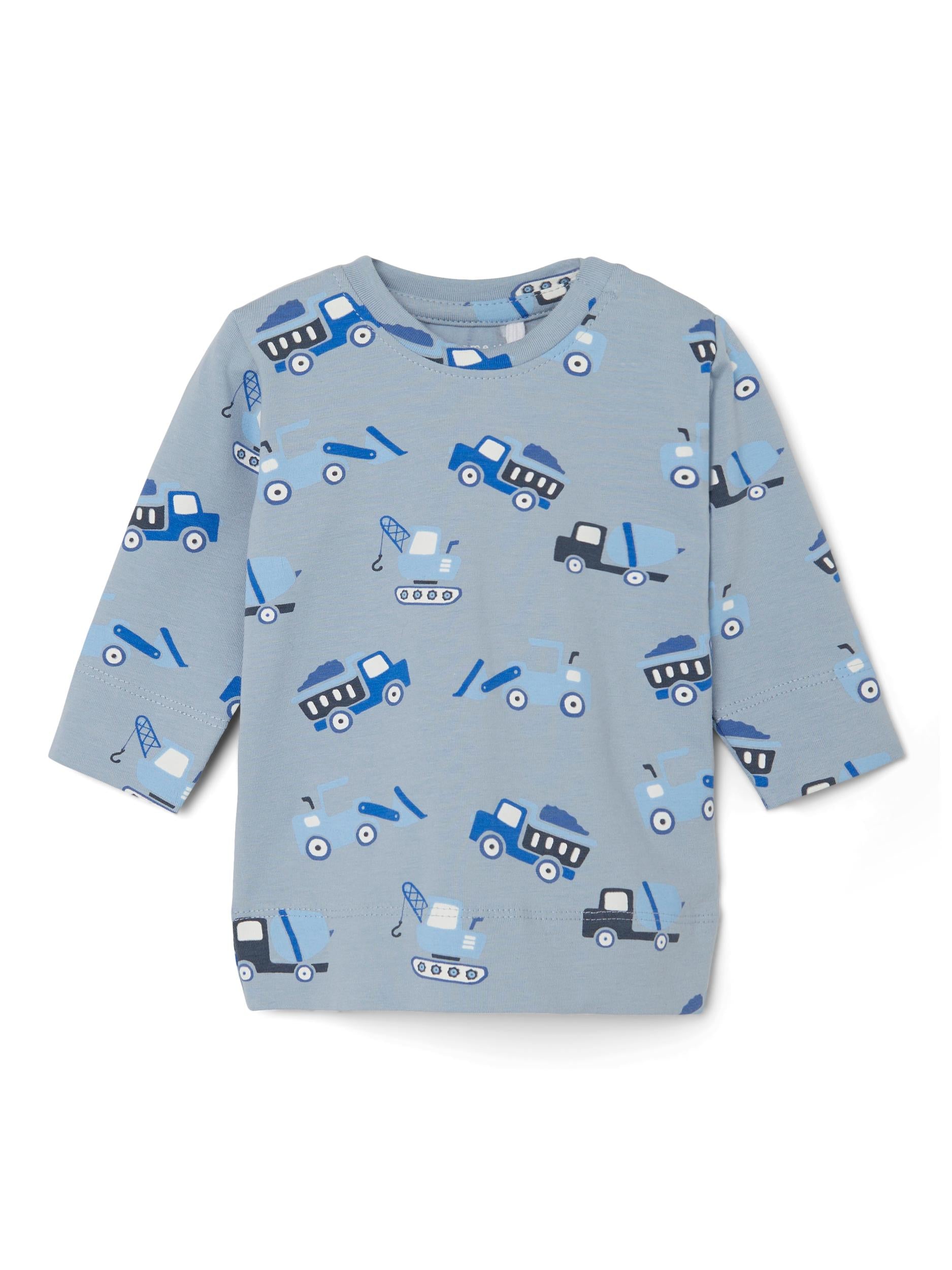 Boy's Dusty Blue Oles Long Sleeve Top-Front View