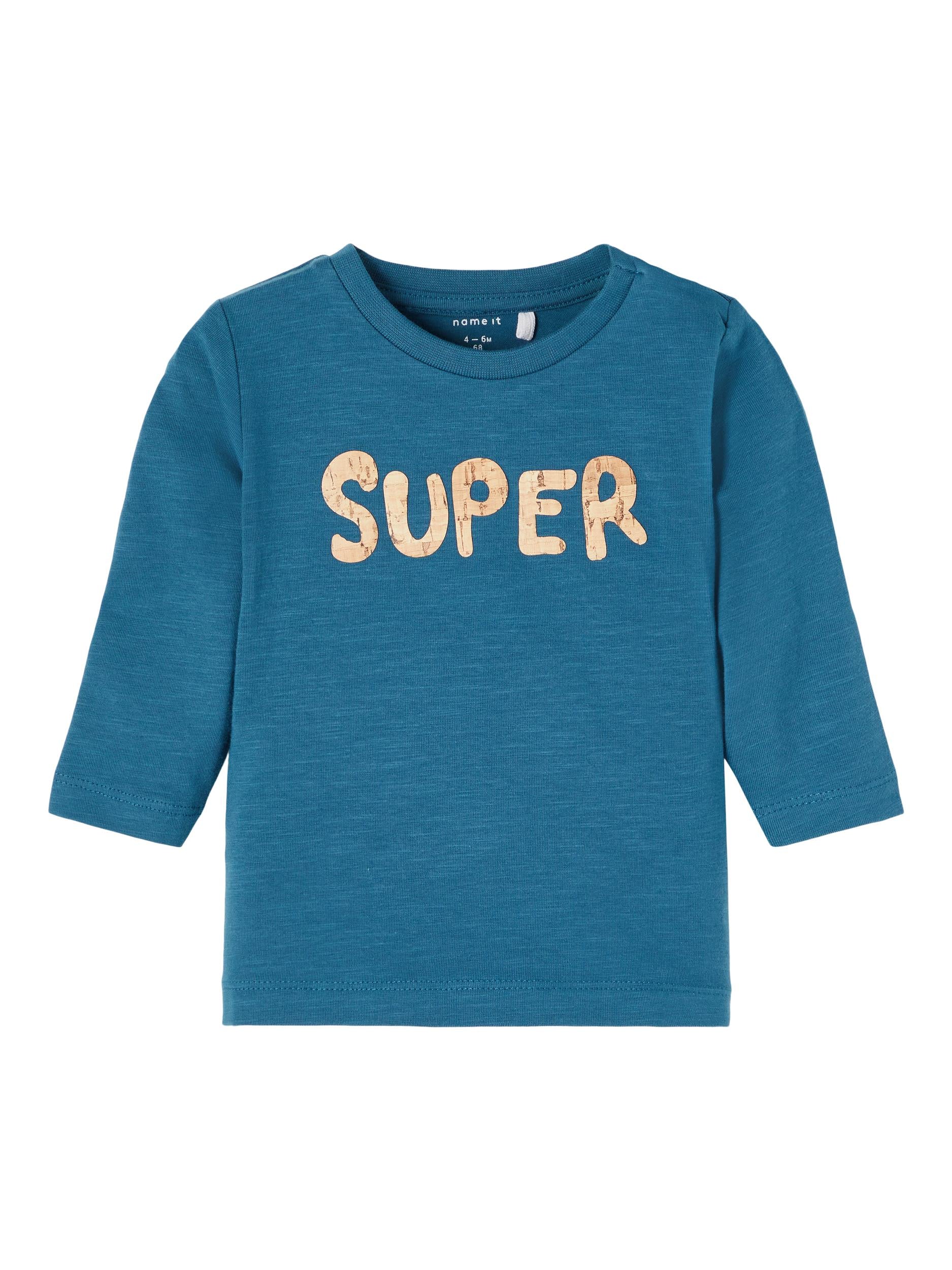 NAME IT Lionel Long Sleeve Top Teal front view