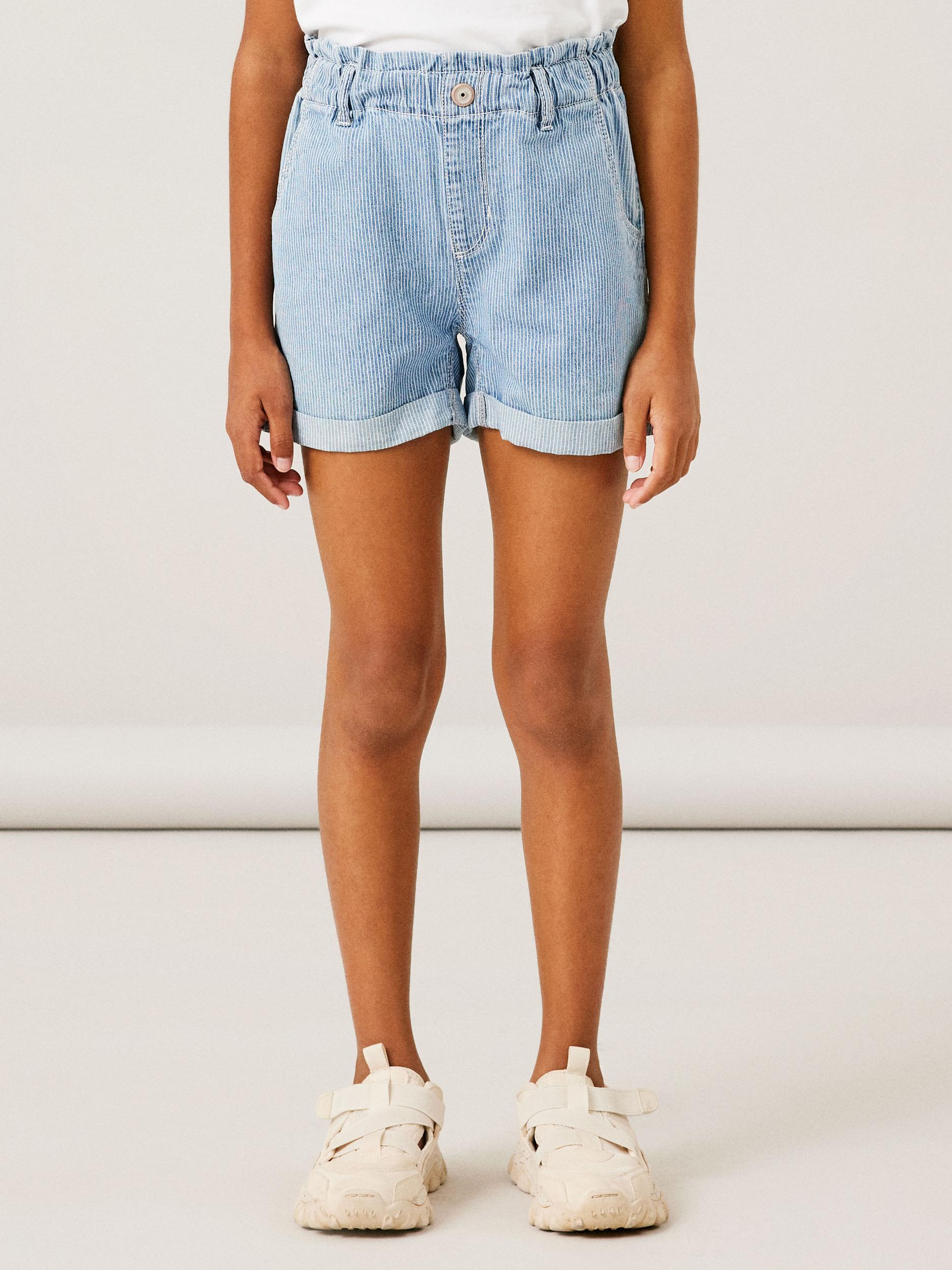 Girl's Bella High Waist Regular Denim Shorts 2717-Model Front View