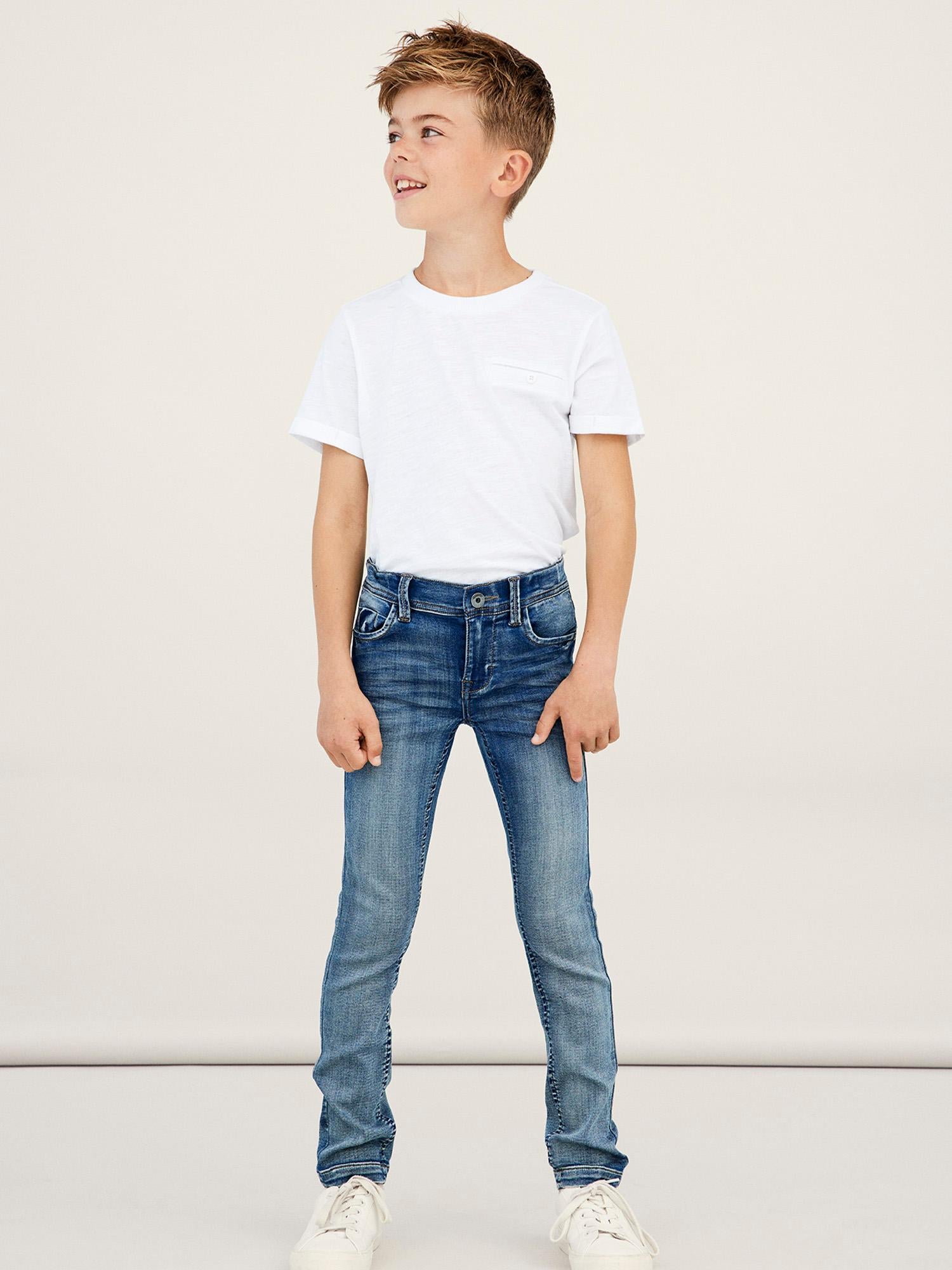 Boy's Theo Thayer Slim Jeans- Model Front View