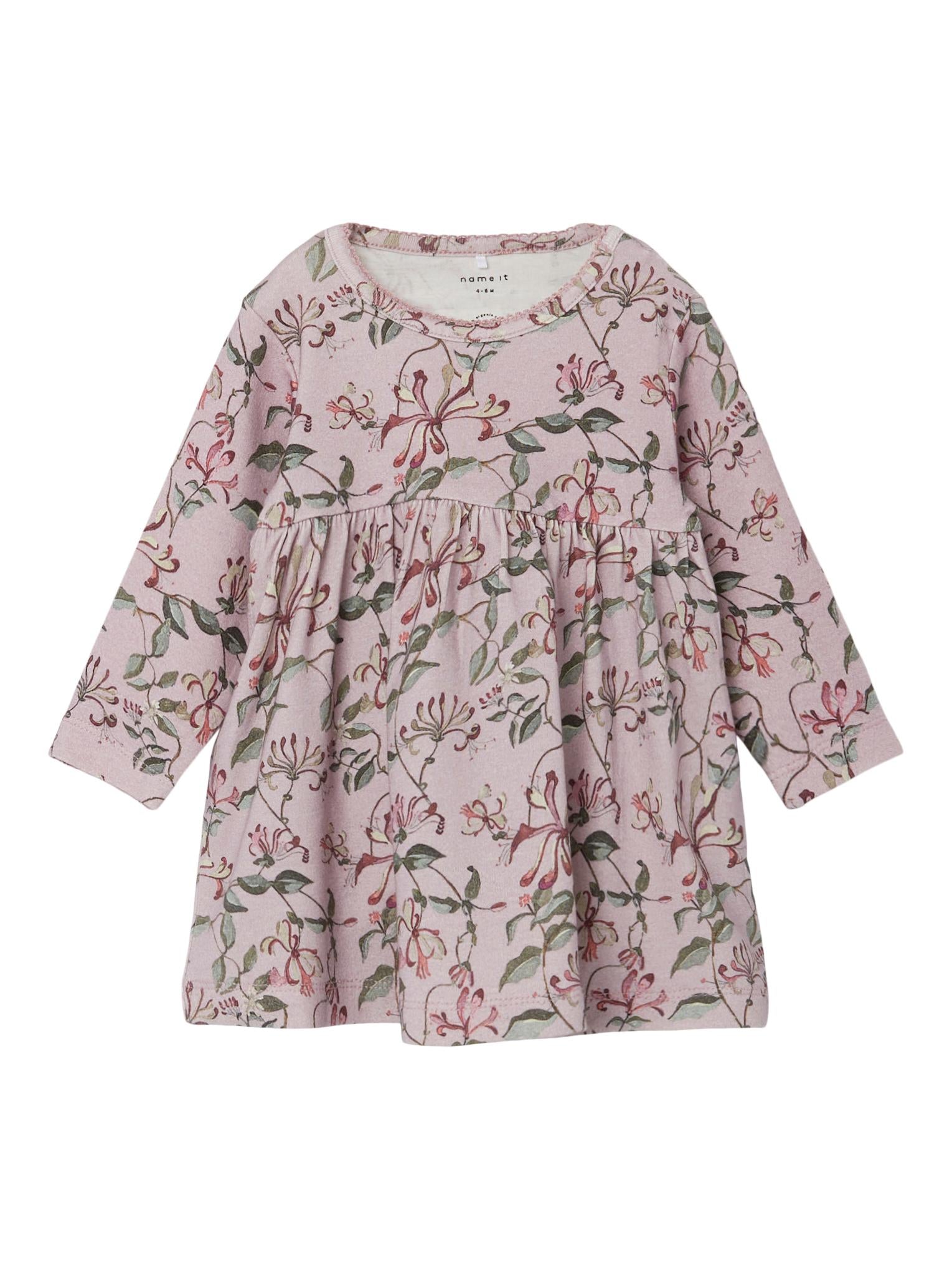 NAME IT Helene Long Sleeve Dress peyote melange detail view