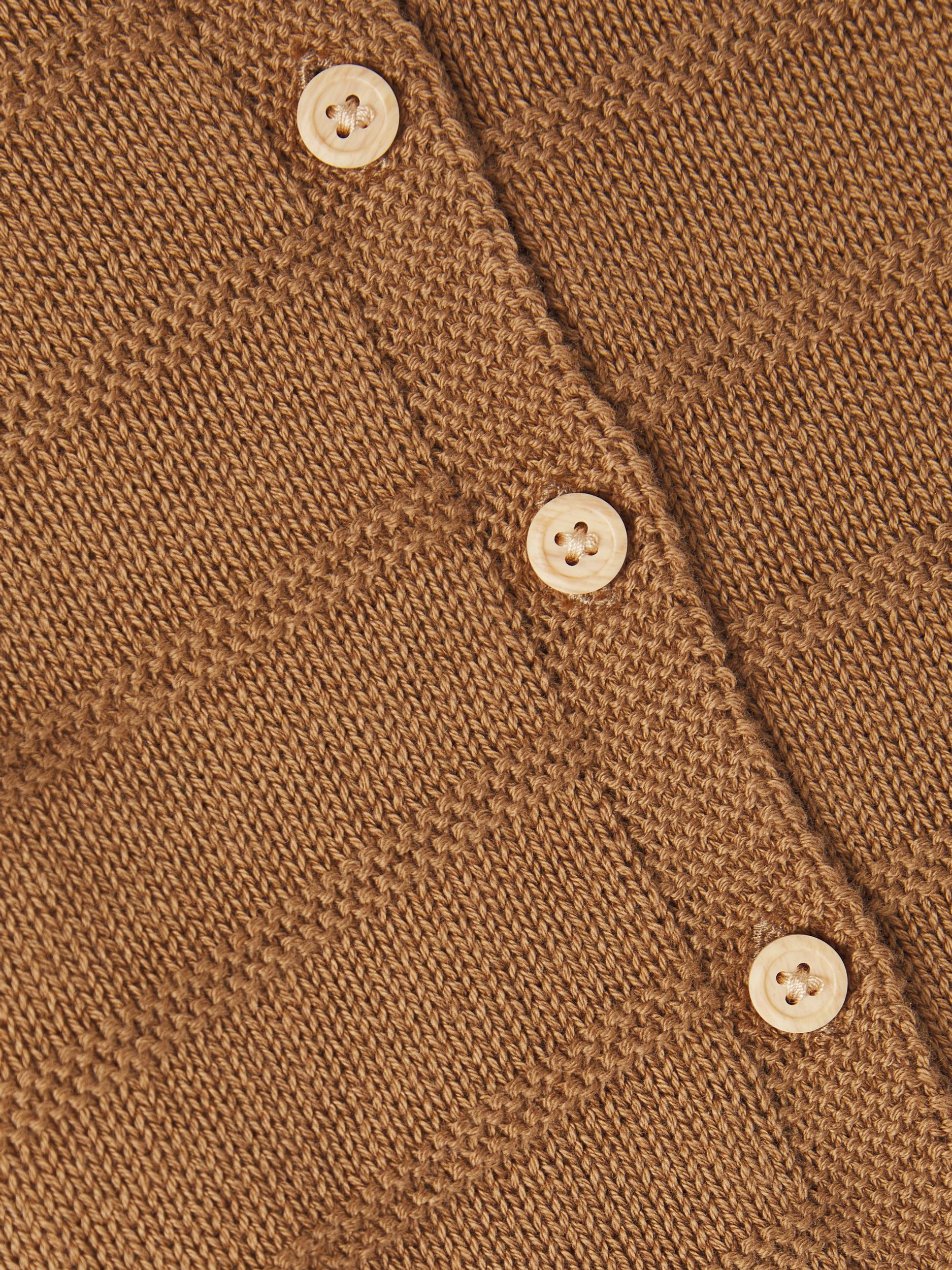 Boy's Toasted Coconut Bolan Long Sleeve Knit Cardigan-Close Up View