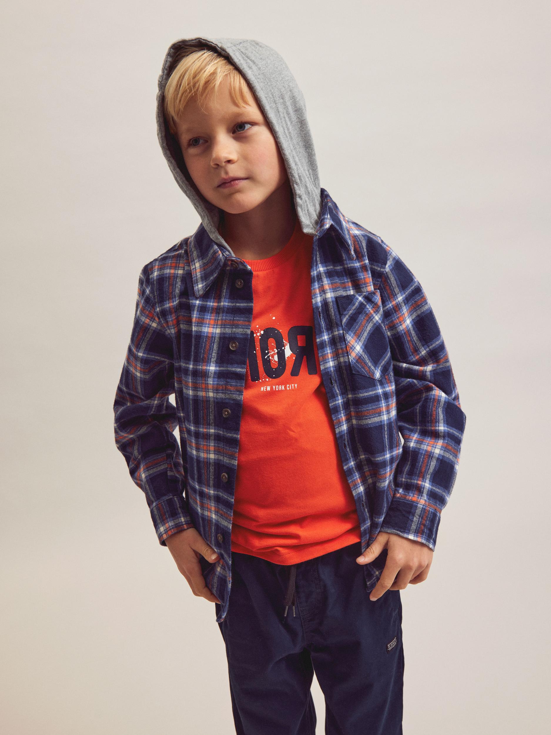 Boy's Batin Long Sleeve Shirt-Model Front View
