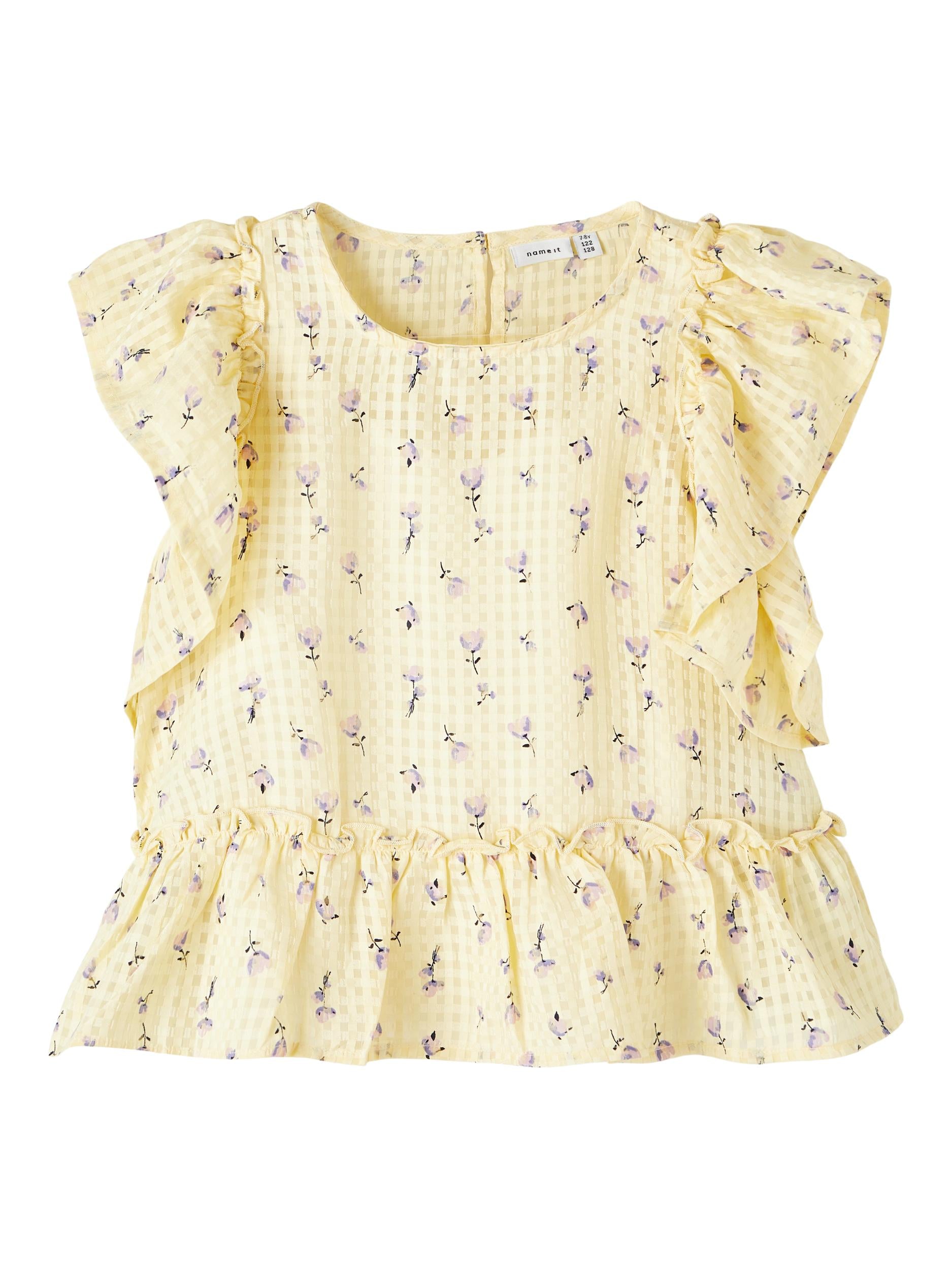 NAME IT Hinage Short Sleeve Top Double Cream front view