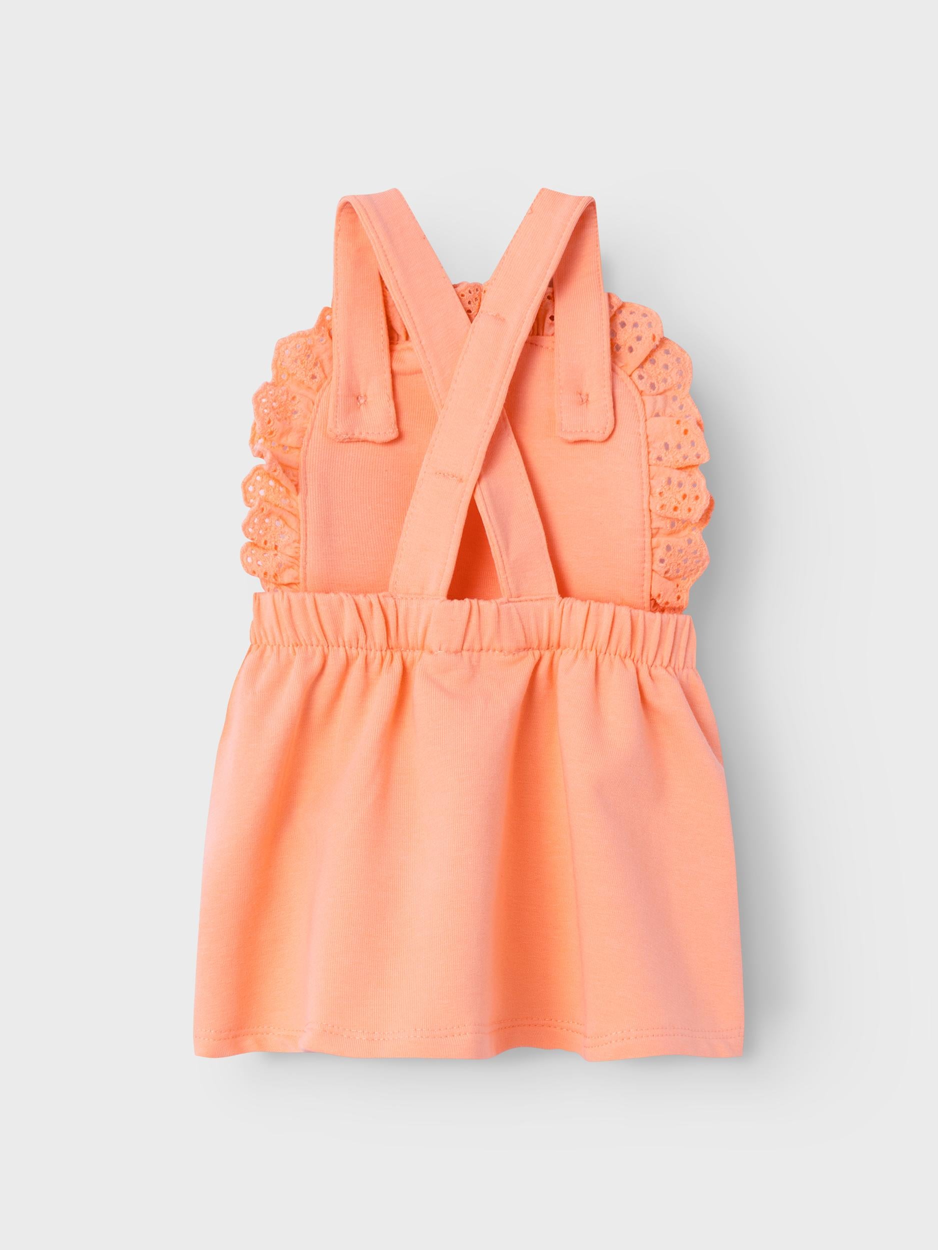 Girl's Peach Nectar Falja Light Sweat Spencer Dress-Back View