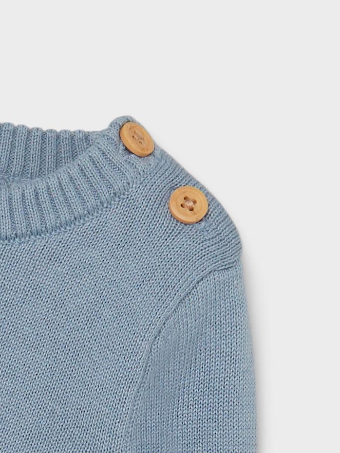 Boy's Blue Hankrus Long Sleeve Newborn Knit-Shoulder Button View