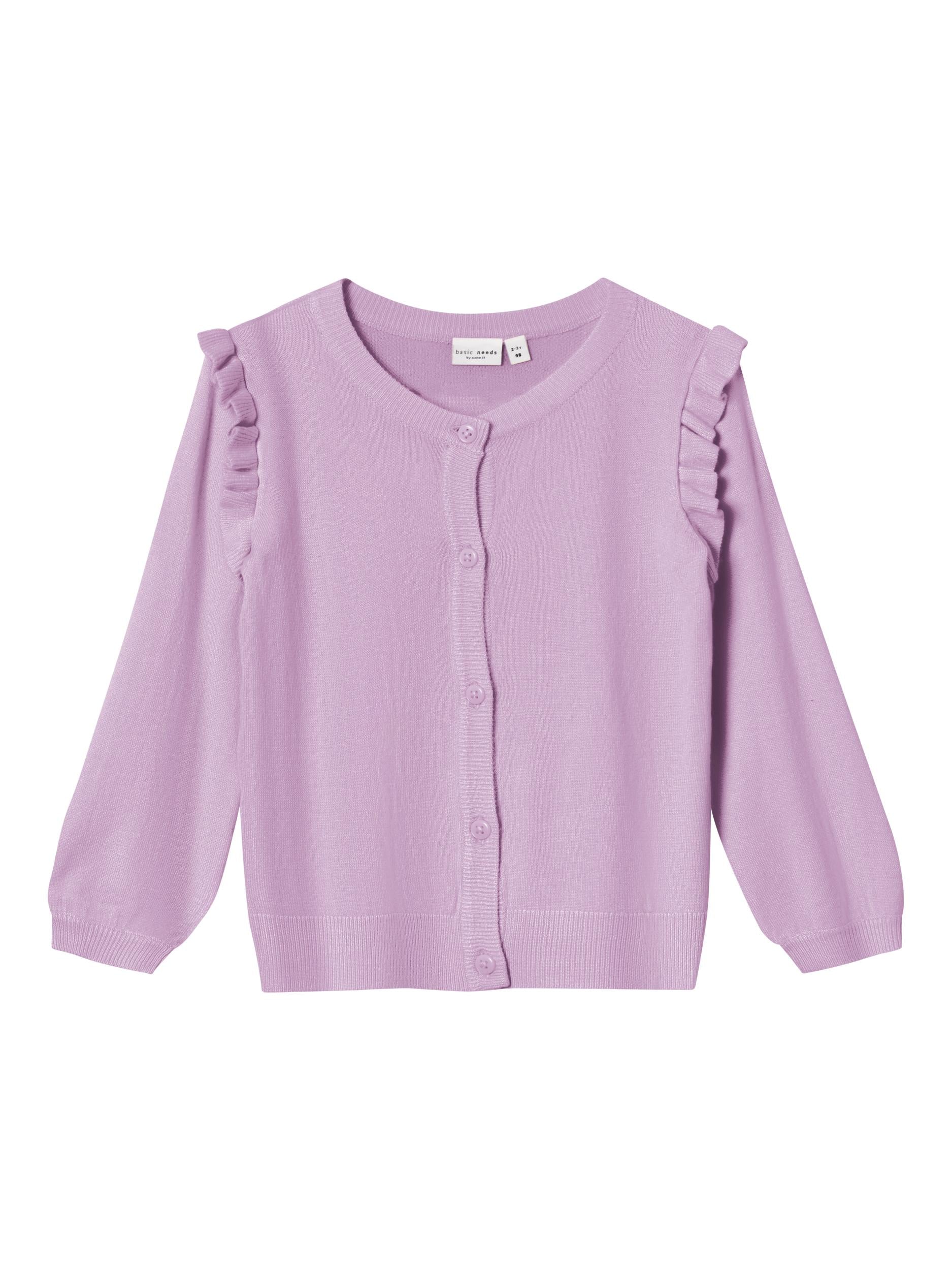 Girl's Orchid Bloom Vininna Mini Girl Long Sleeve Knit Cardigan-Front View