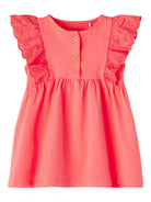 NAME IT Henriette Short Sleeve Dress Georgia Peach back view