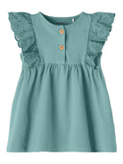 NAME IT Henriette Short Sleeve Dress Aquifer front view