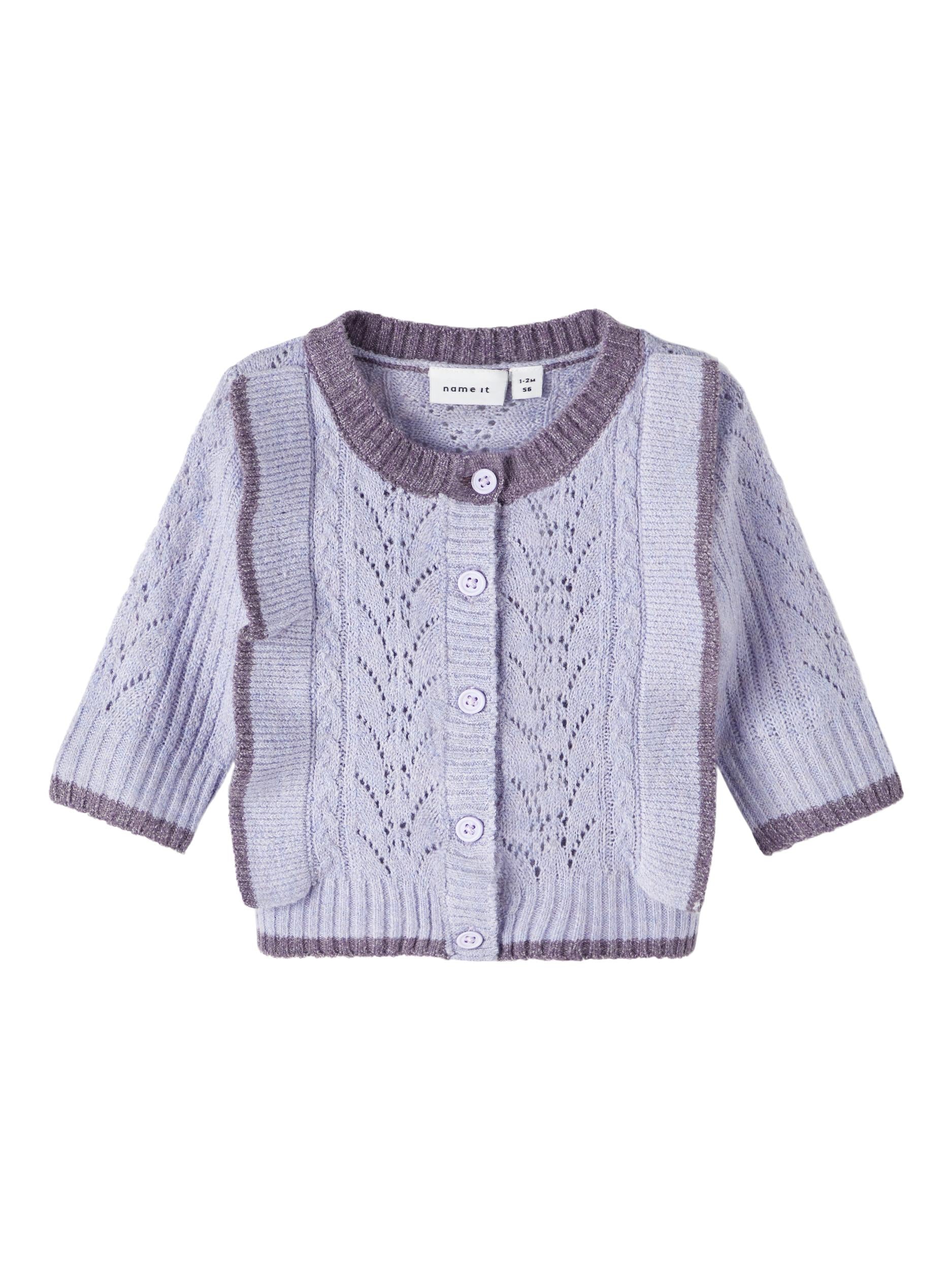 Girl's Cosmic Sky Basille Long Sleeve Knit Cardigan-Front View