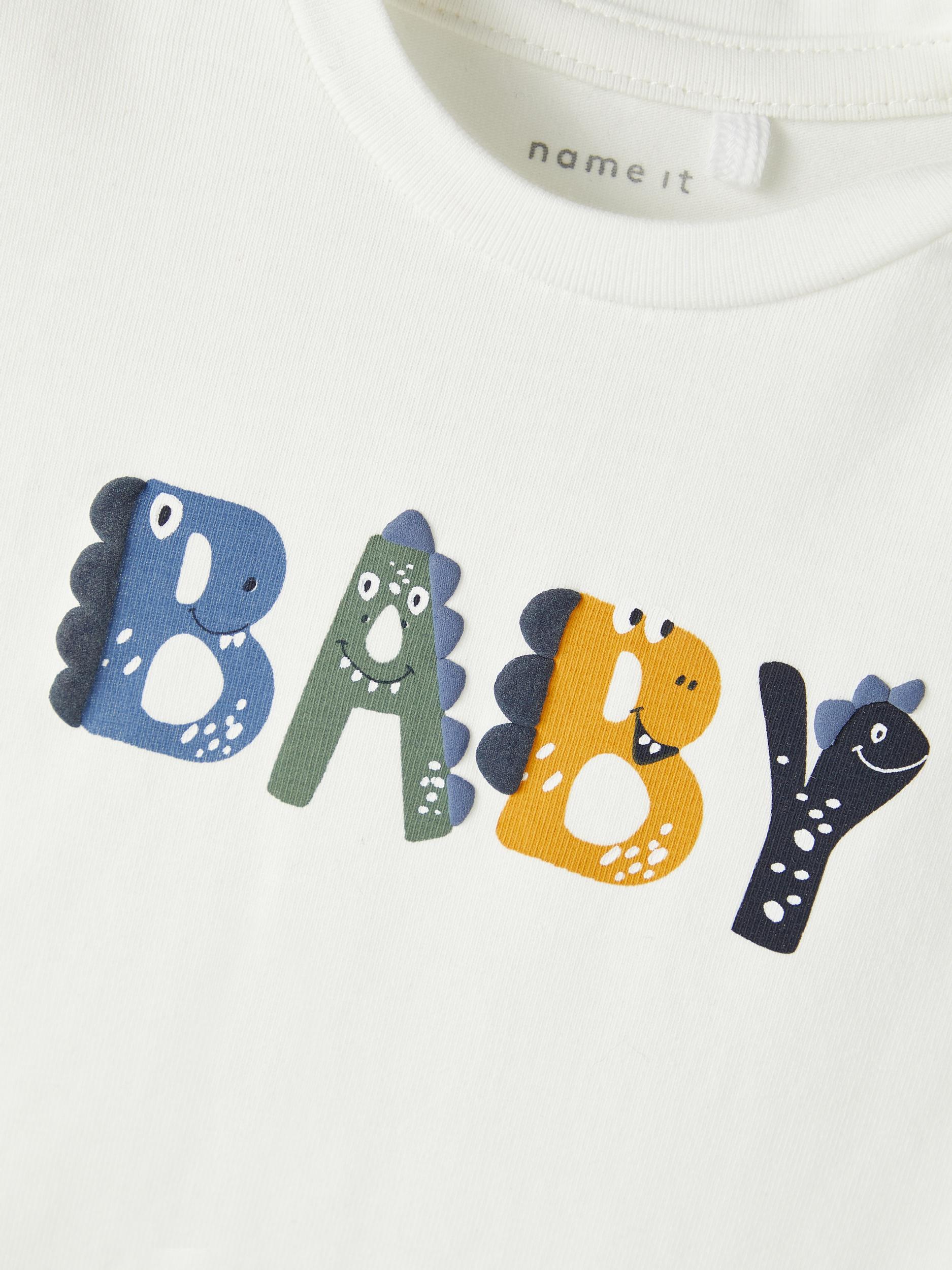 Boy's White Ticard Long Sleeve Top-Close Up View