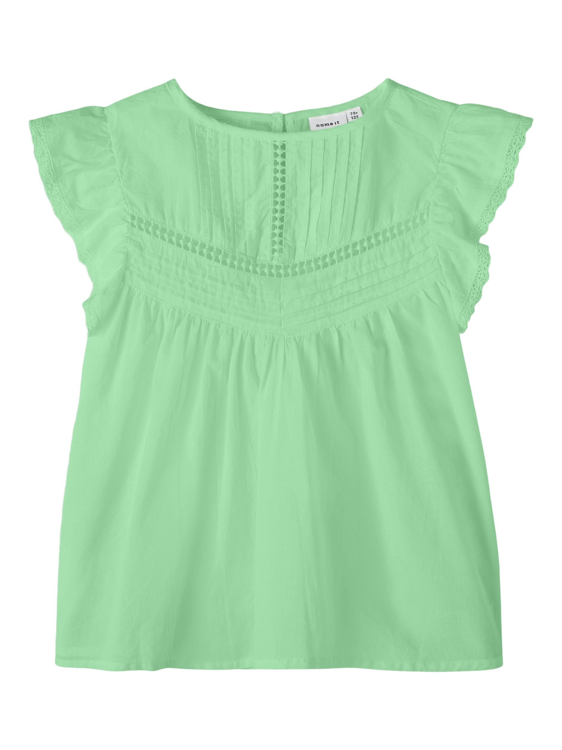 Girl's Green Fastina Short Sleeve Top-Front View
