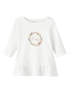 NAME IT Dubine Long Sleeve Tunic Top Bright White front view