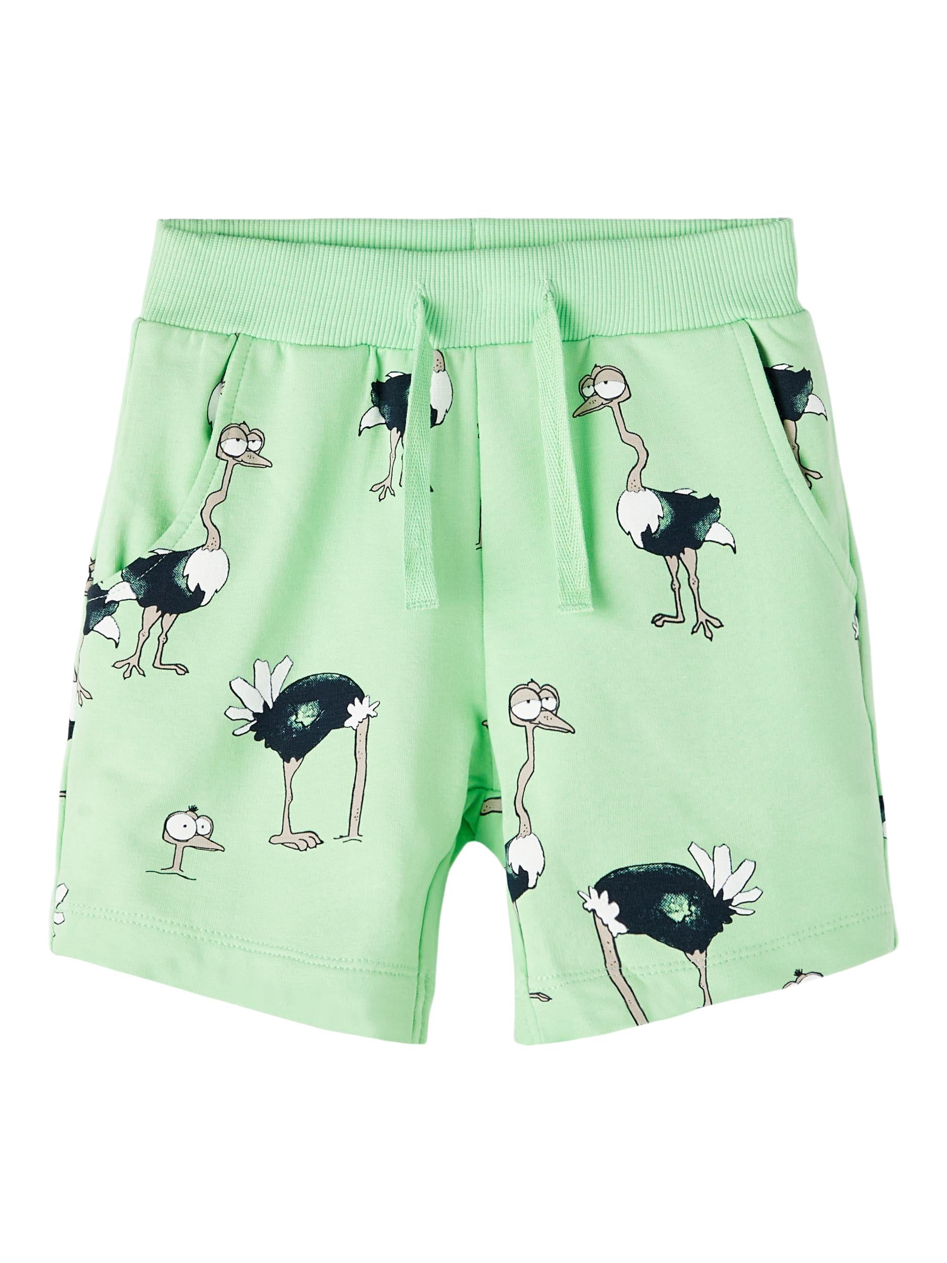 Boy's Green Frilo Sweat Shorts-Front View