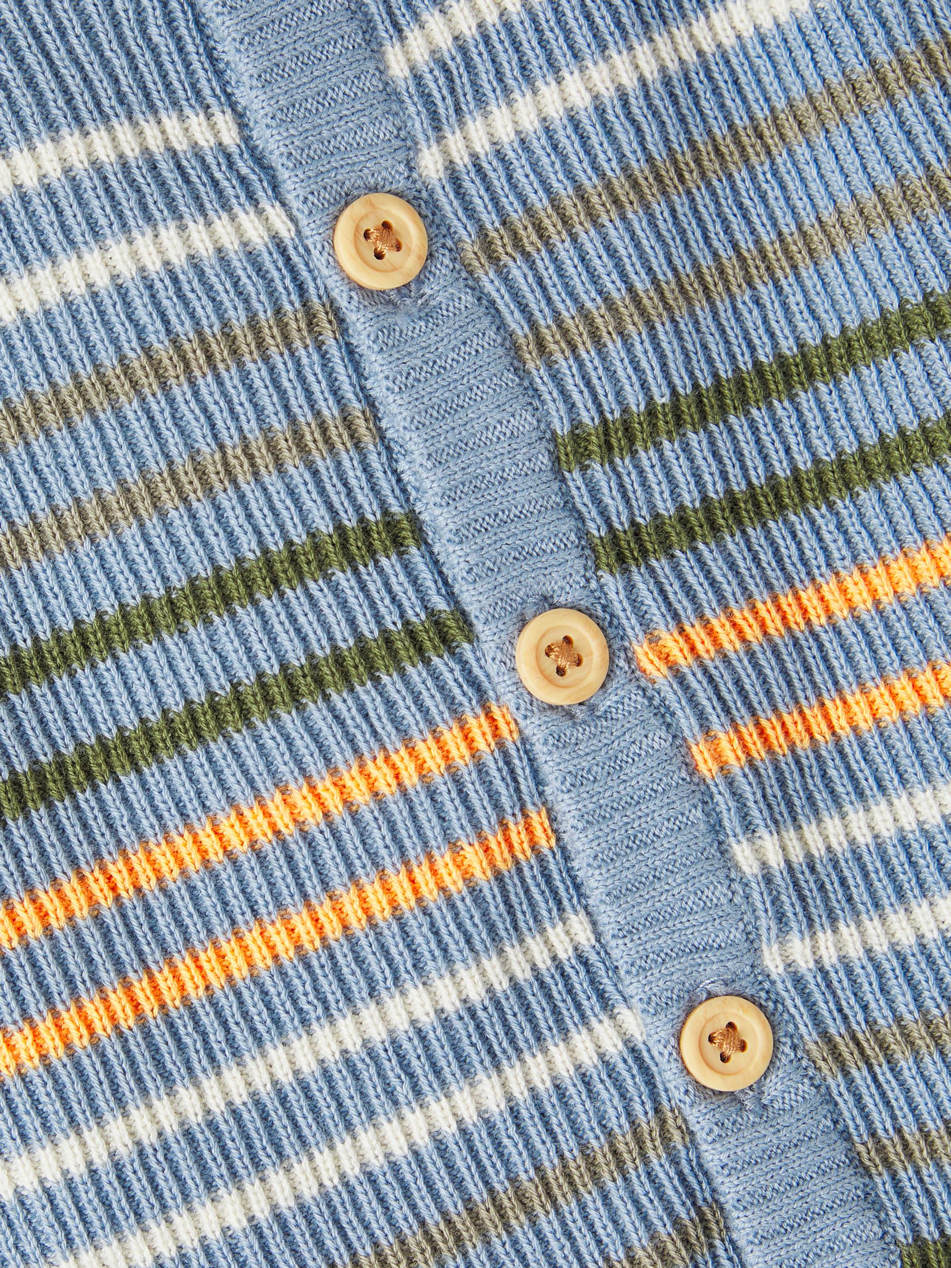 Boy's Dusty Blue Hopas Long Sleeve Knit Cardigan-Close Up View