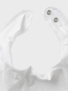 Boy's White Yacobharim Jersey Scarf Bib-Fastening View