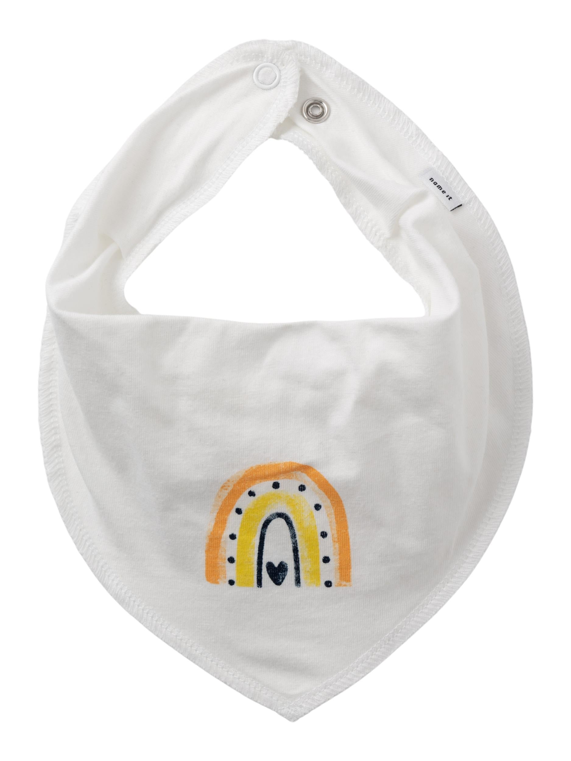 Girl's White Yvalinahussie Jersey Scarf Bib-Front View