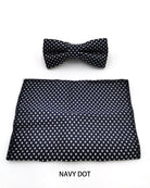 Benetti Boys Bow and Pocket Square - Navy Dot