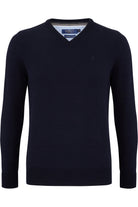BENETTI V-Neck Jumper by Benetti Knitwear Forest Night model front view