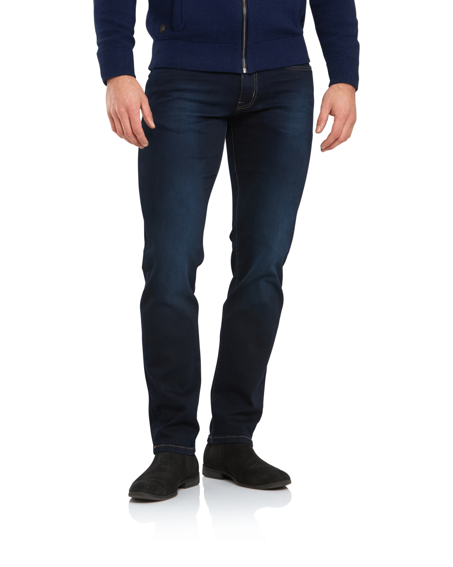 6TH SENSE Nevada Blue Black Stretch Jeans by 6th Sense Blue Black model front view