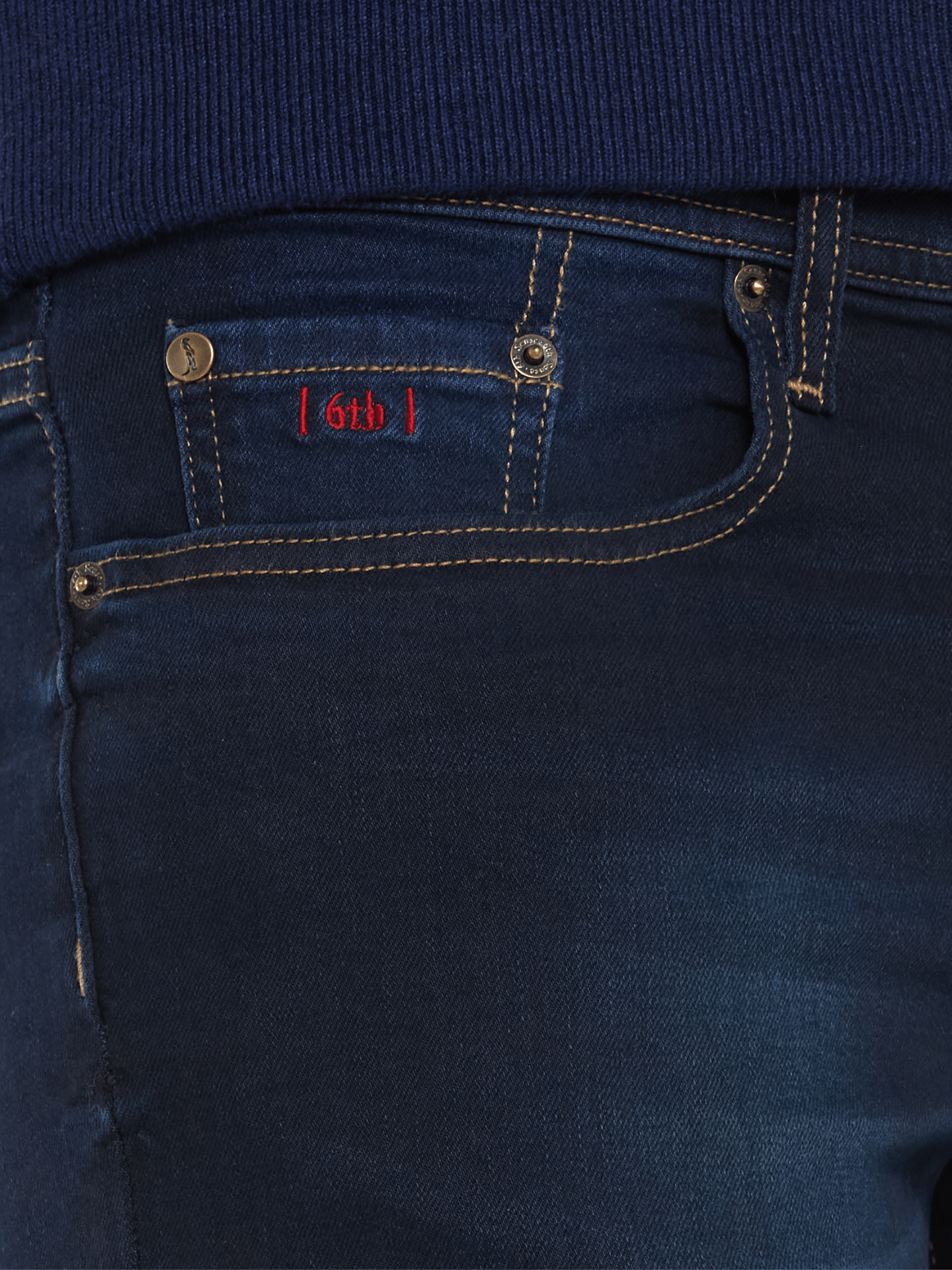 6TH SENSE Nevada Blue Black Stretch Jeans by 6th Sense Blue Black back view