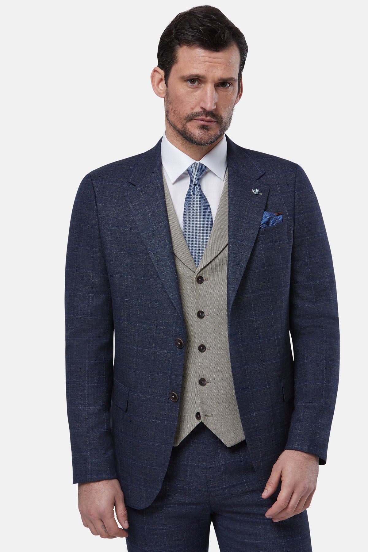 Mens Oslo Coffee 3 Piece Suit-Model view