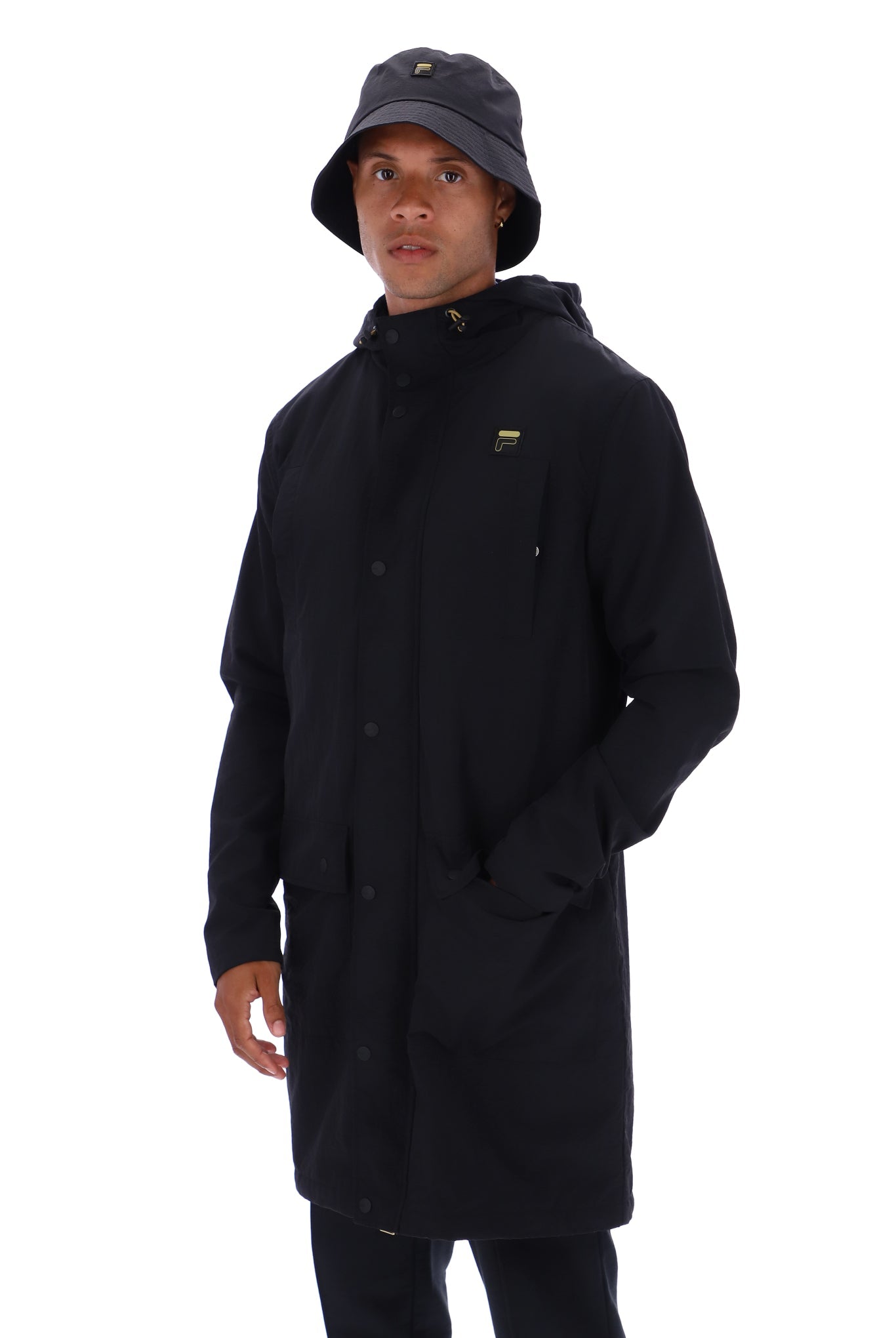 Men's  Nylon Longline Parka with Fleece Lining-Front View