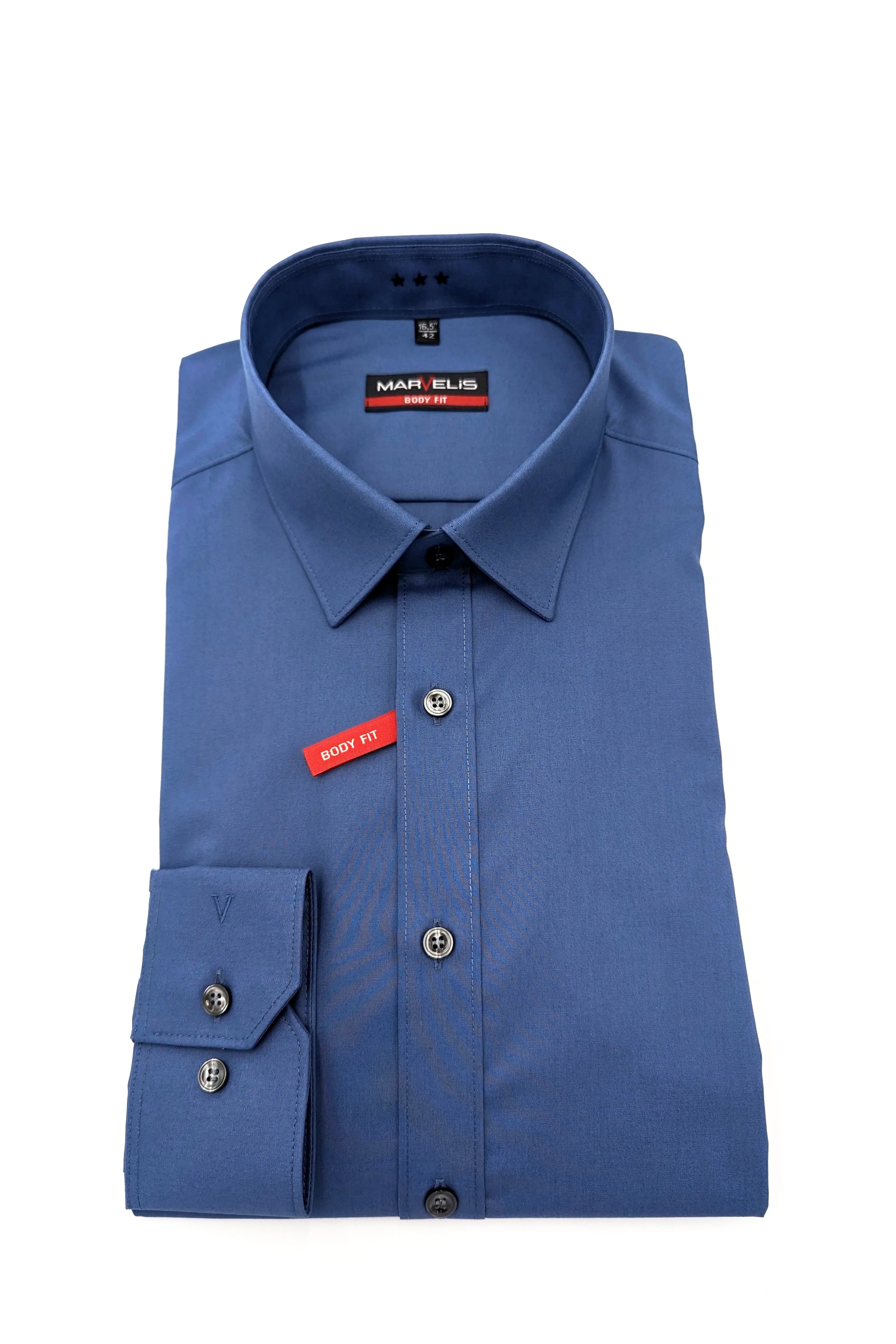 Marvelis Marvelis Body Fit Navy Shirt Navy Blue model front view