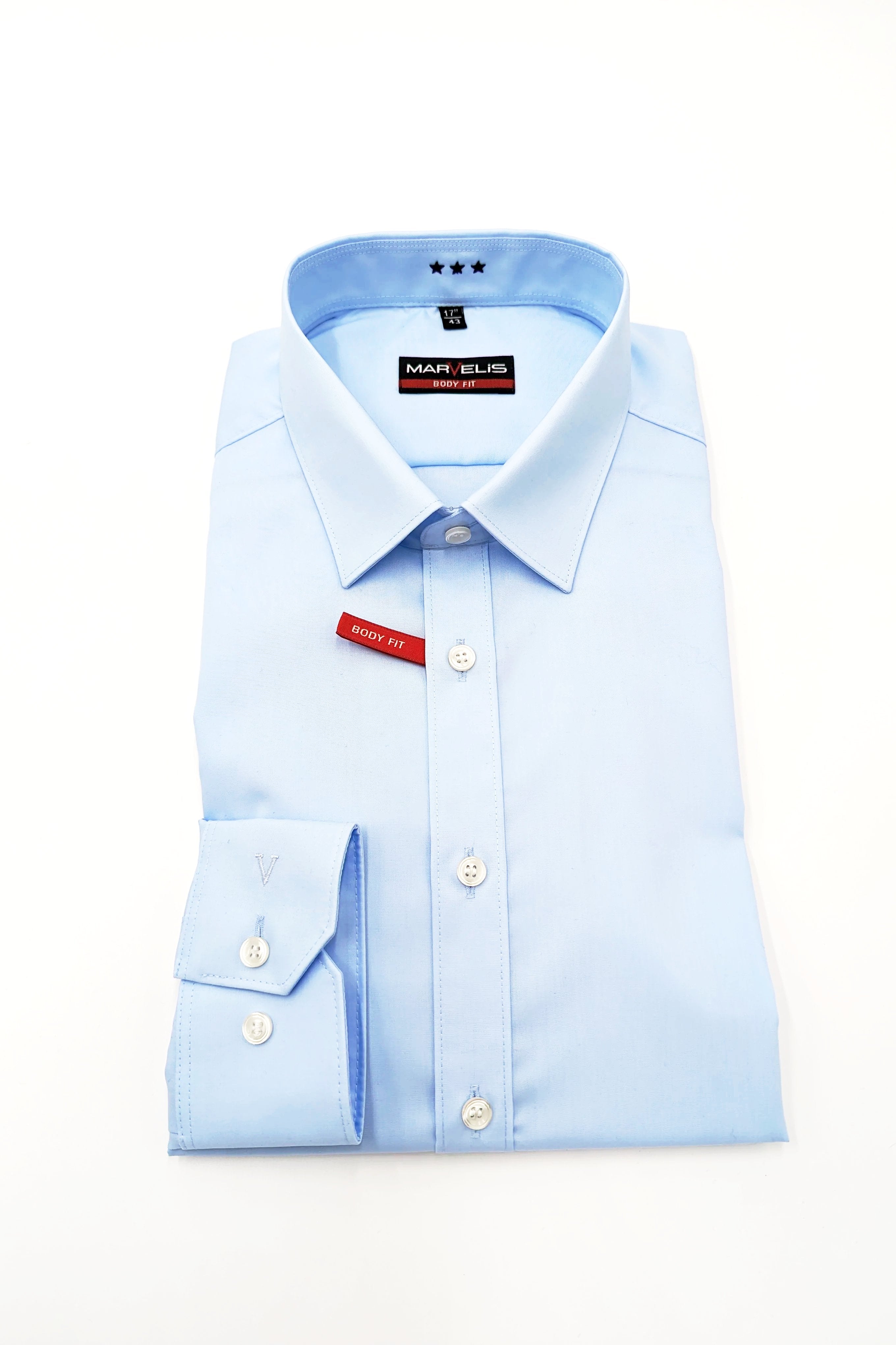 Marvelis Marvelis Body Fit Sky Blue Shirt Sky Blue front view