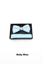 TORINO Satin Mens Bow and Pocket Square Aqua Blue view 27