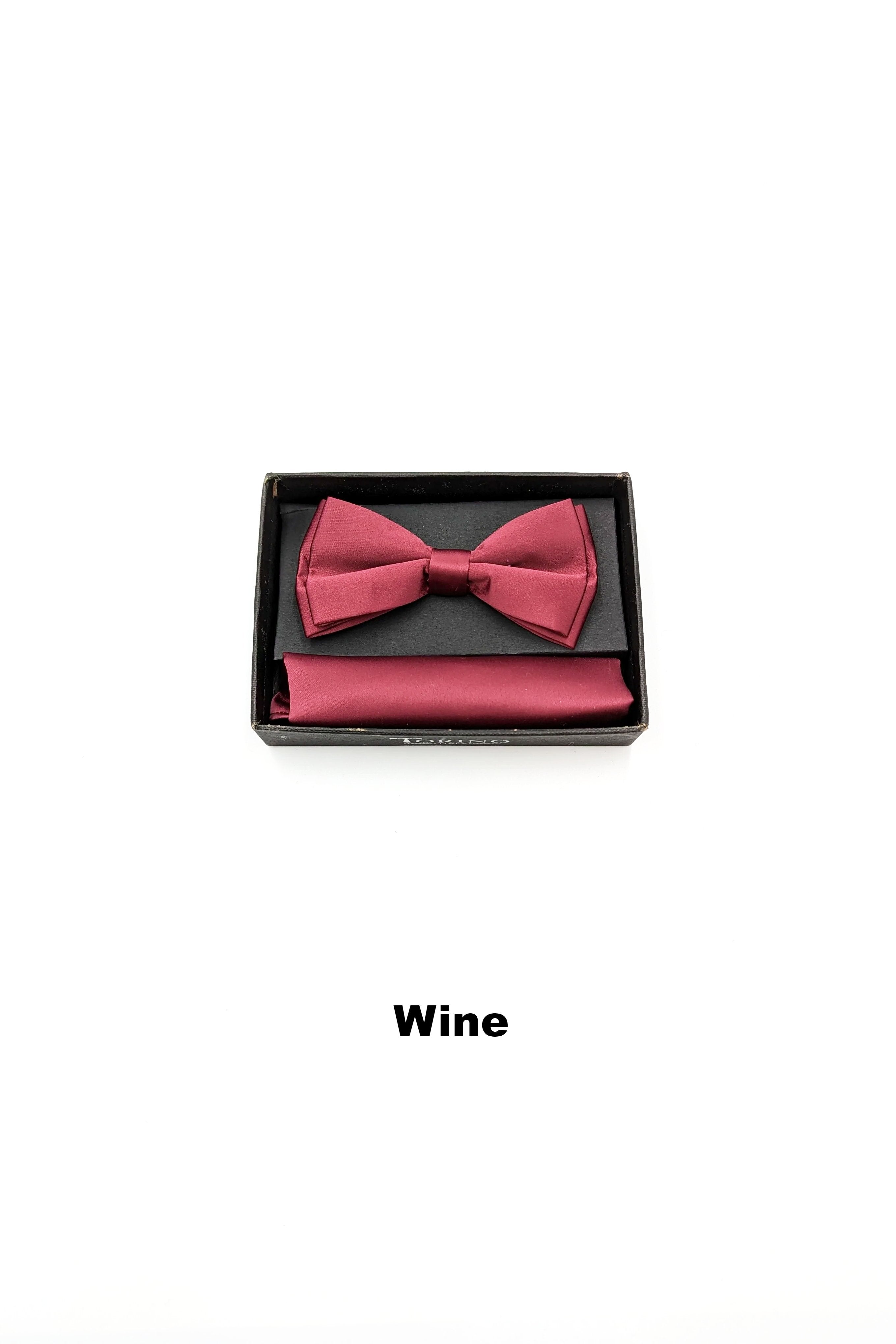 Satin Mens Wine Bow and Pocket Square