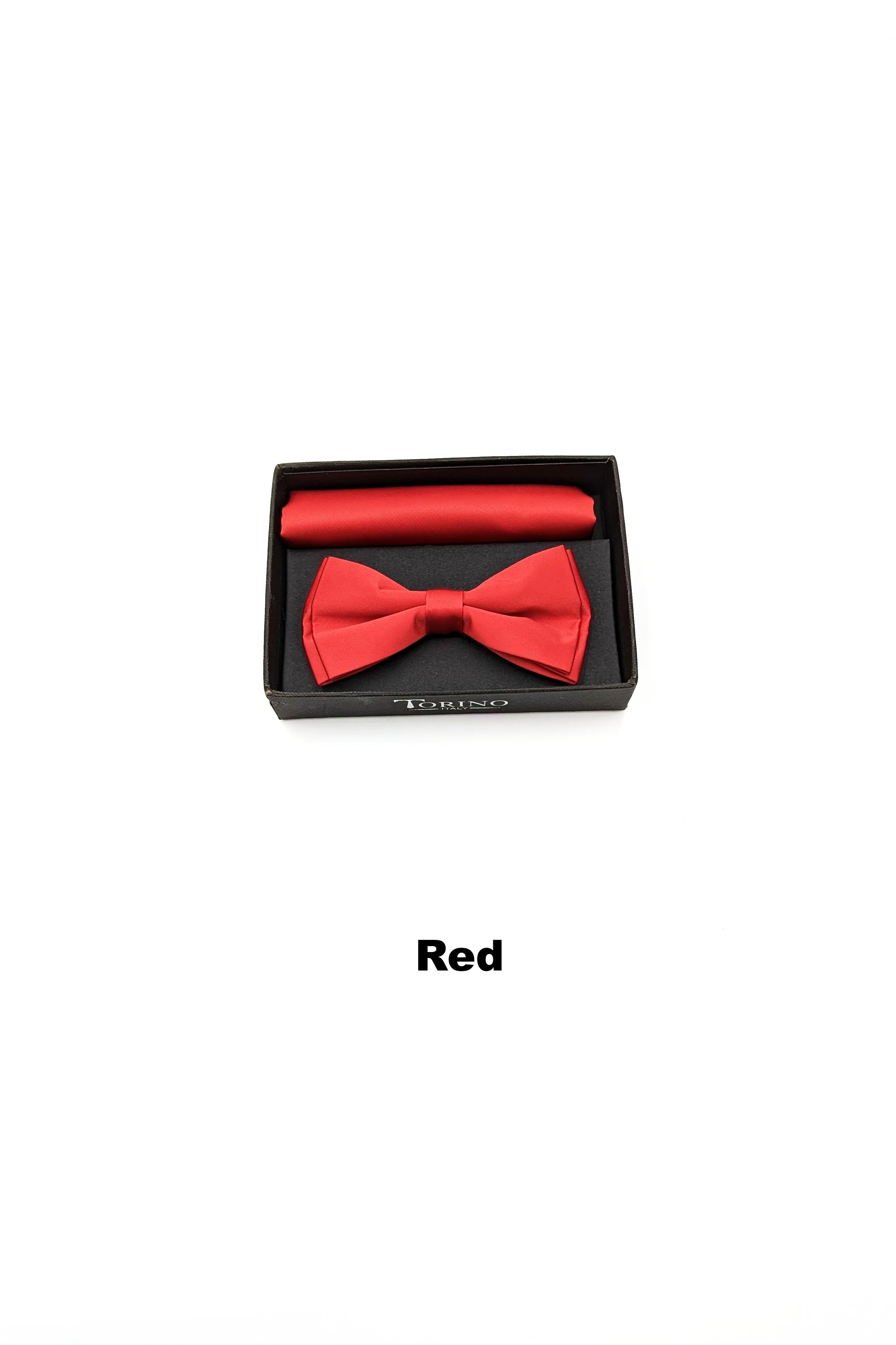 Satin Mens Red Bow and Pocket Square