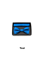 TORINO Satin Mens Bow and Pocket Square Aqua Blue view 15