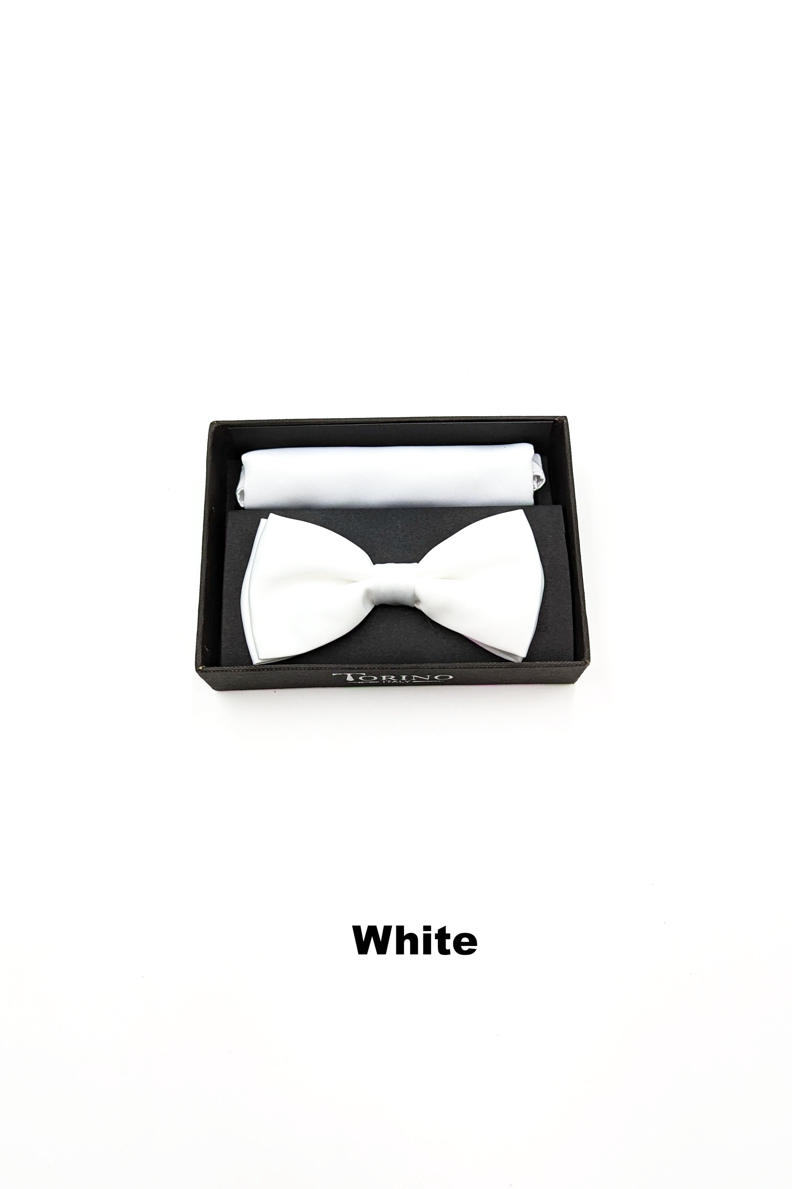 TORINO Satin Mens Bow and Pocket Square Aqua Blue alternate view