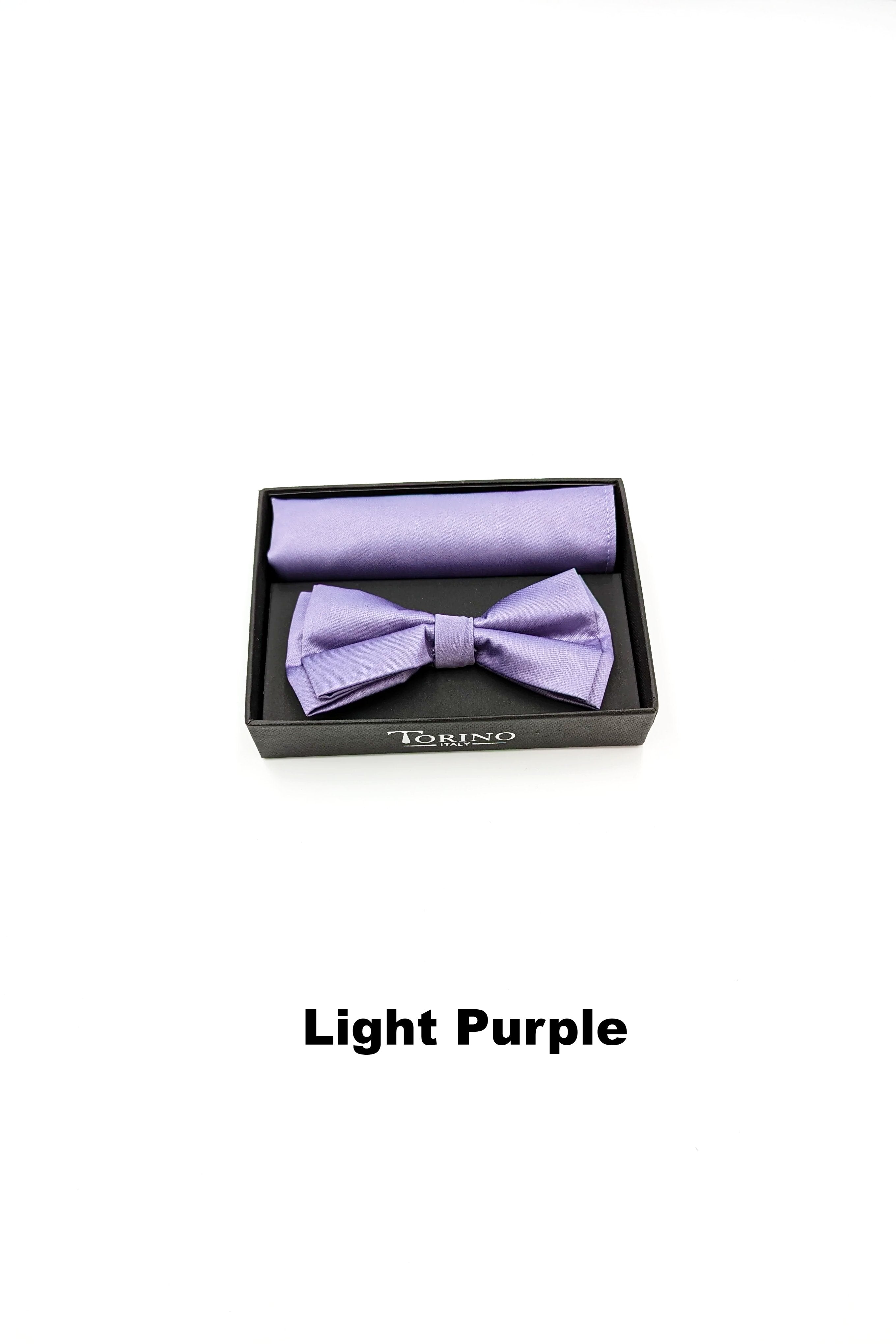 Satin Mens Light Purple Bow and Pocket Square