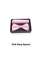 Textured mens pink burg square bow and pocket square
